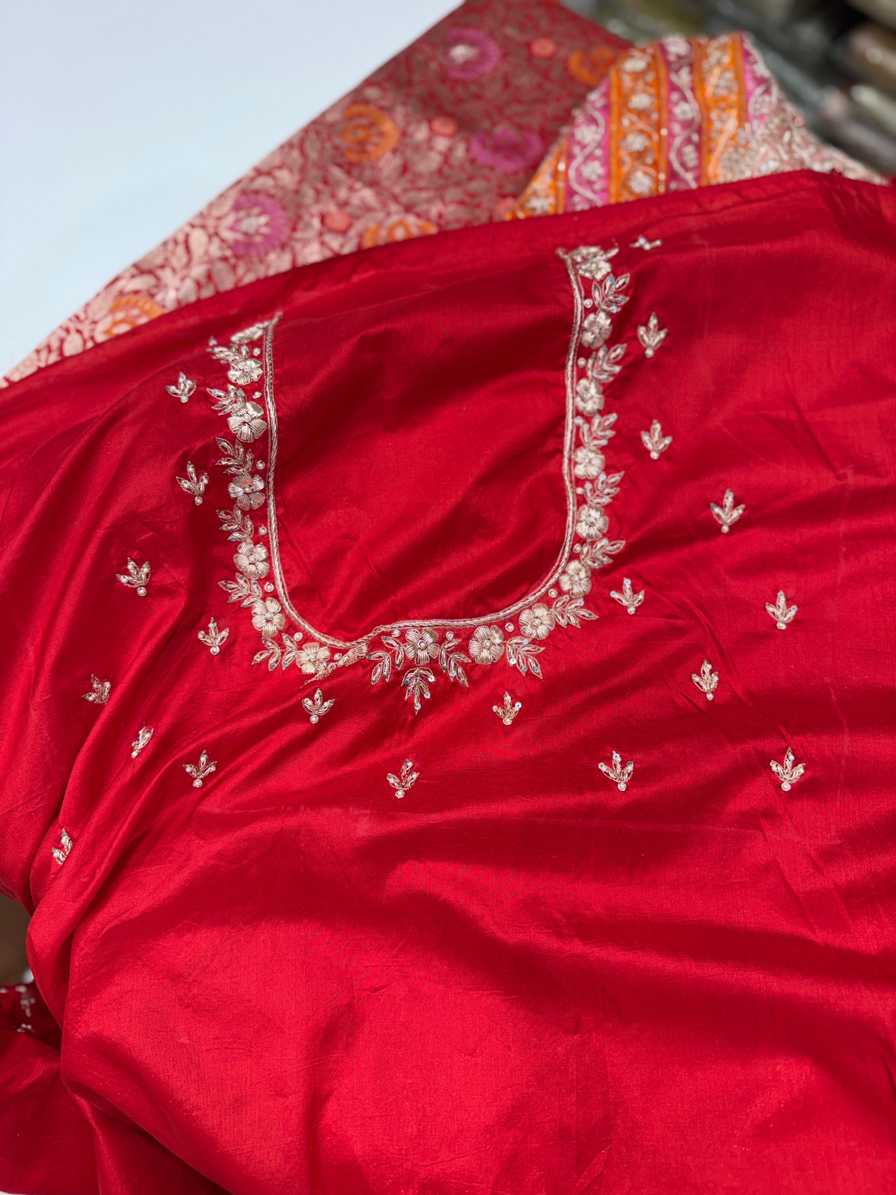 Meenakari Banarasi Katan Zardodi Hand Embroidery Crystal Saree