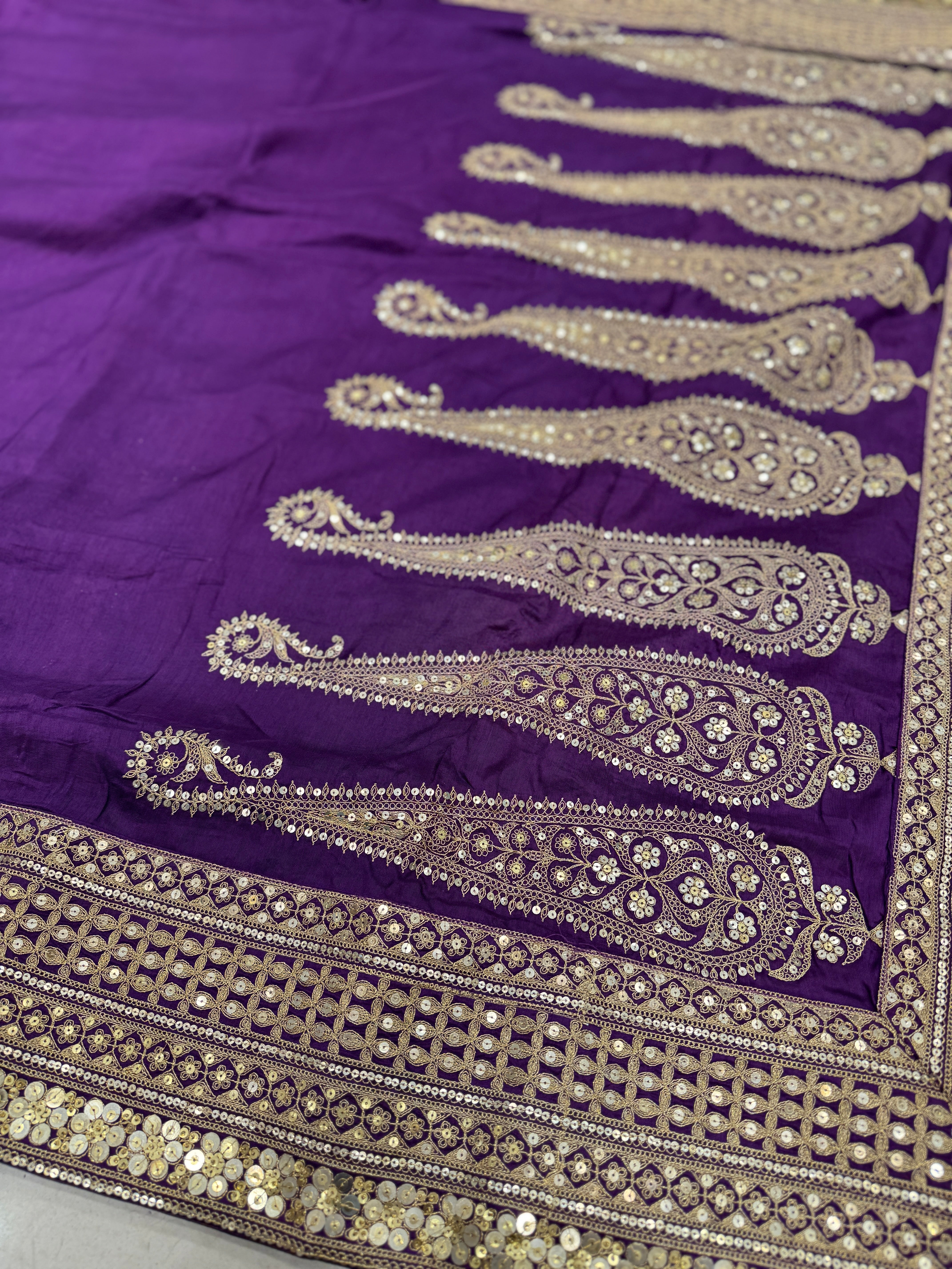 Wine Marodi Embroidery Pure Silk Saree Pallu Butta