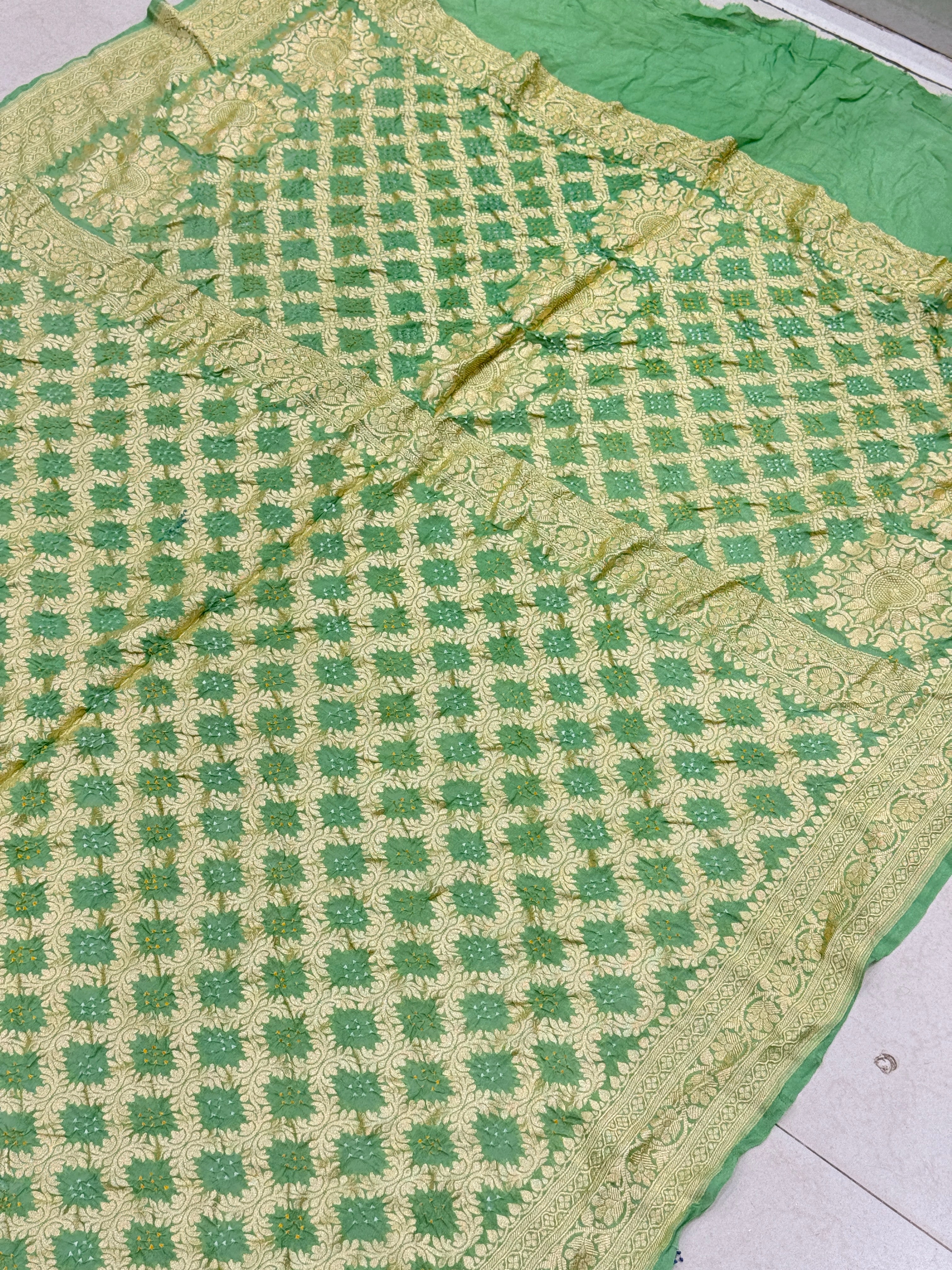 Light Green Bandhej Bandhini Saree