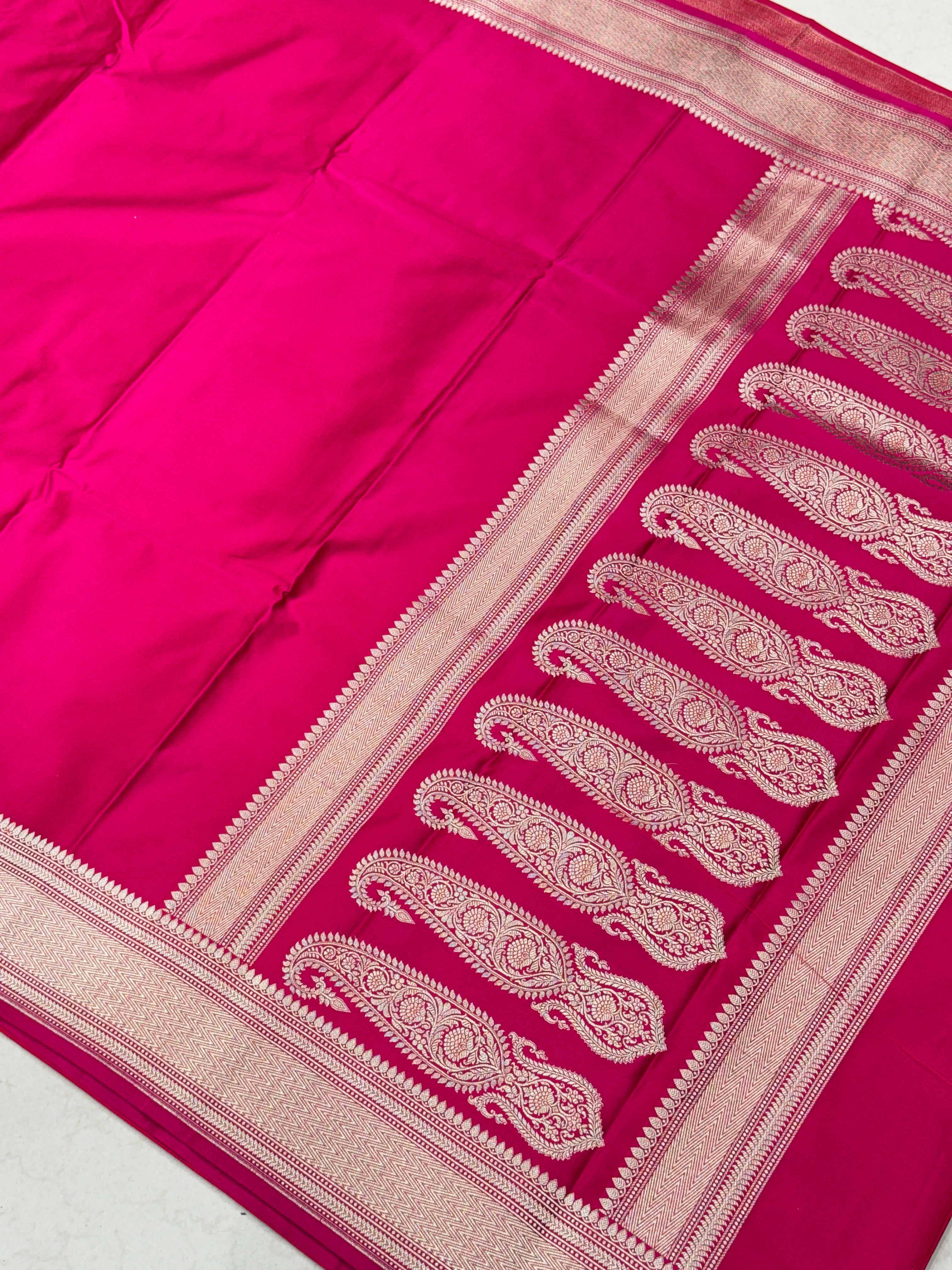 Rani Banarasi Silk Plain Border Saree