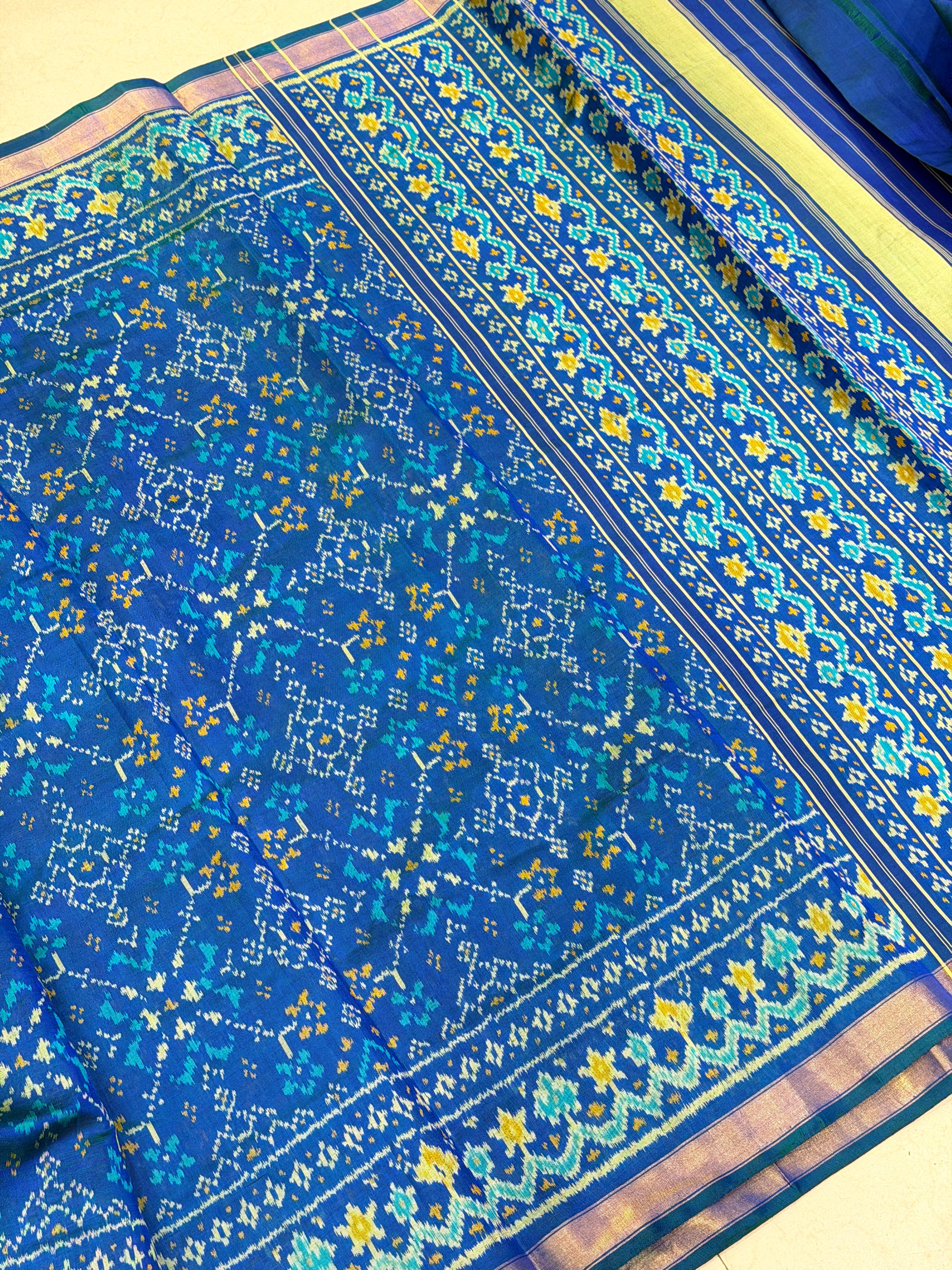 Blue Navratna Patan Patola Handloom Pure Silk Saree
