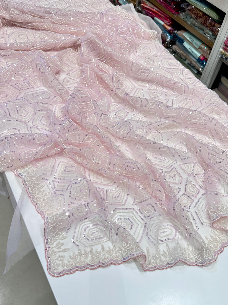 Blush Pink Georgette Sequins Saree Set Design by Sawan Gandhi at Pernia's  Pop Up Shop 2024