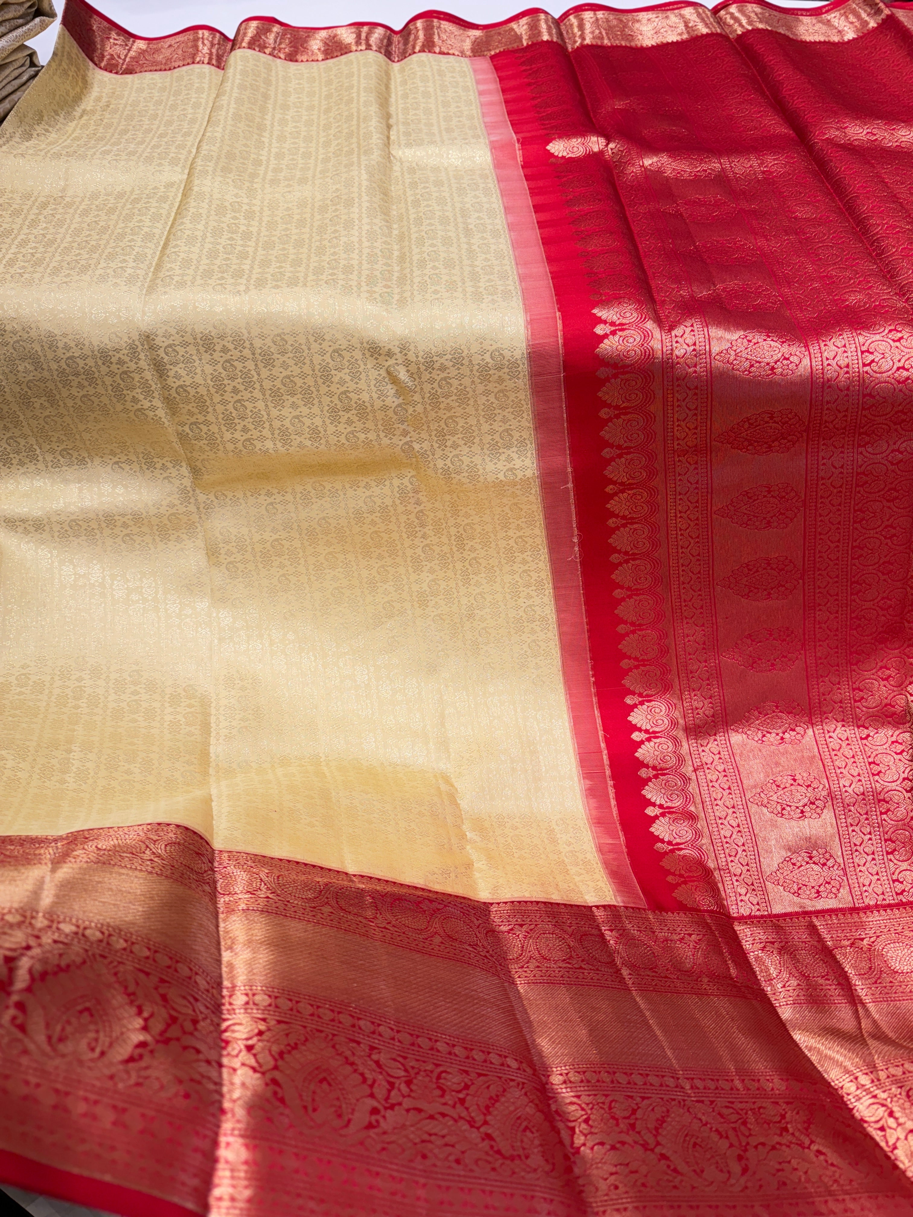 Light Beige Kanjivaram Silk Saree