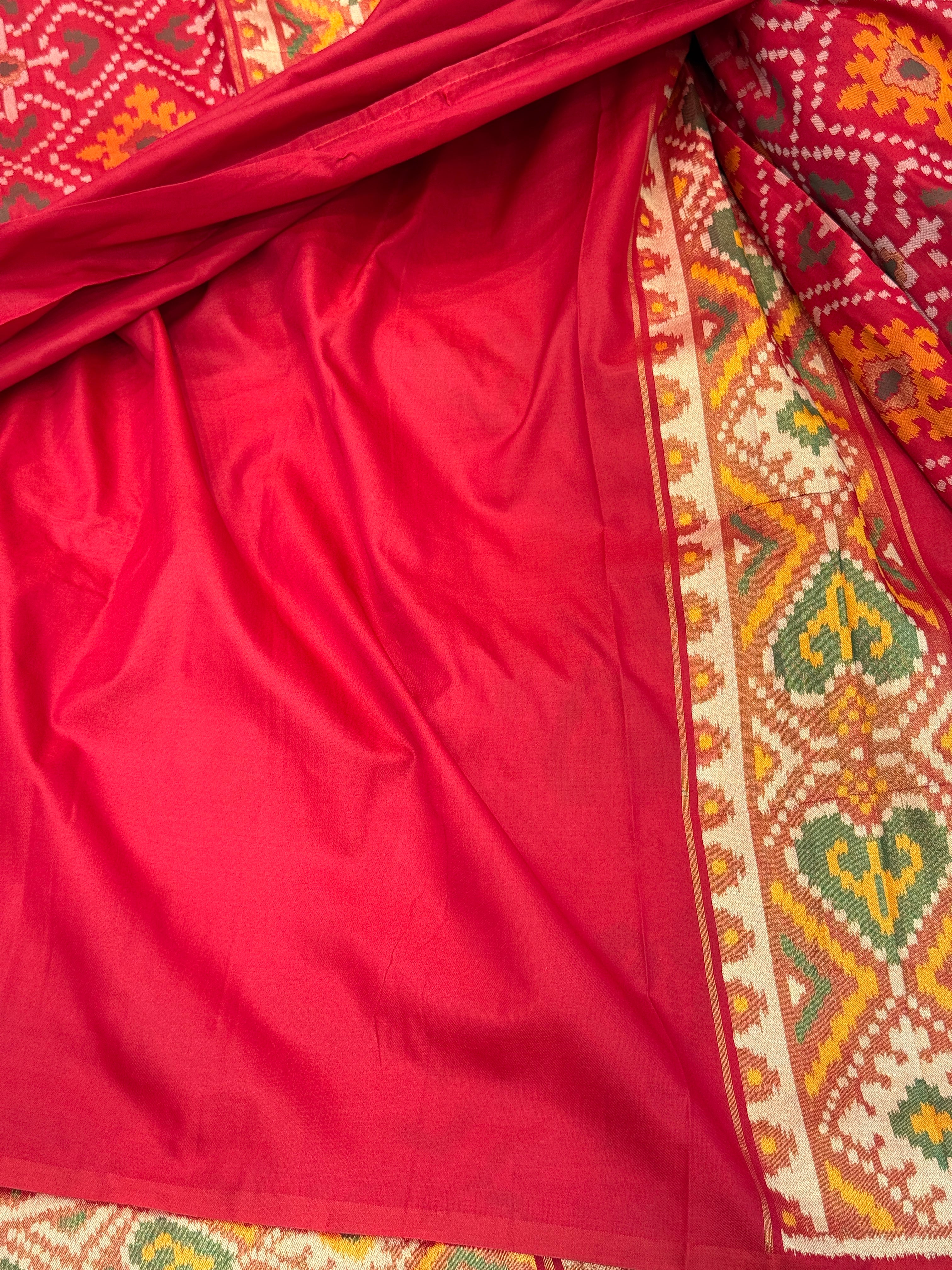 Red Ratan Chowk Semi Silk Weaved Patan Patola Saree