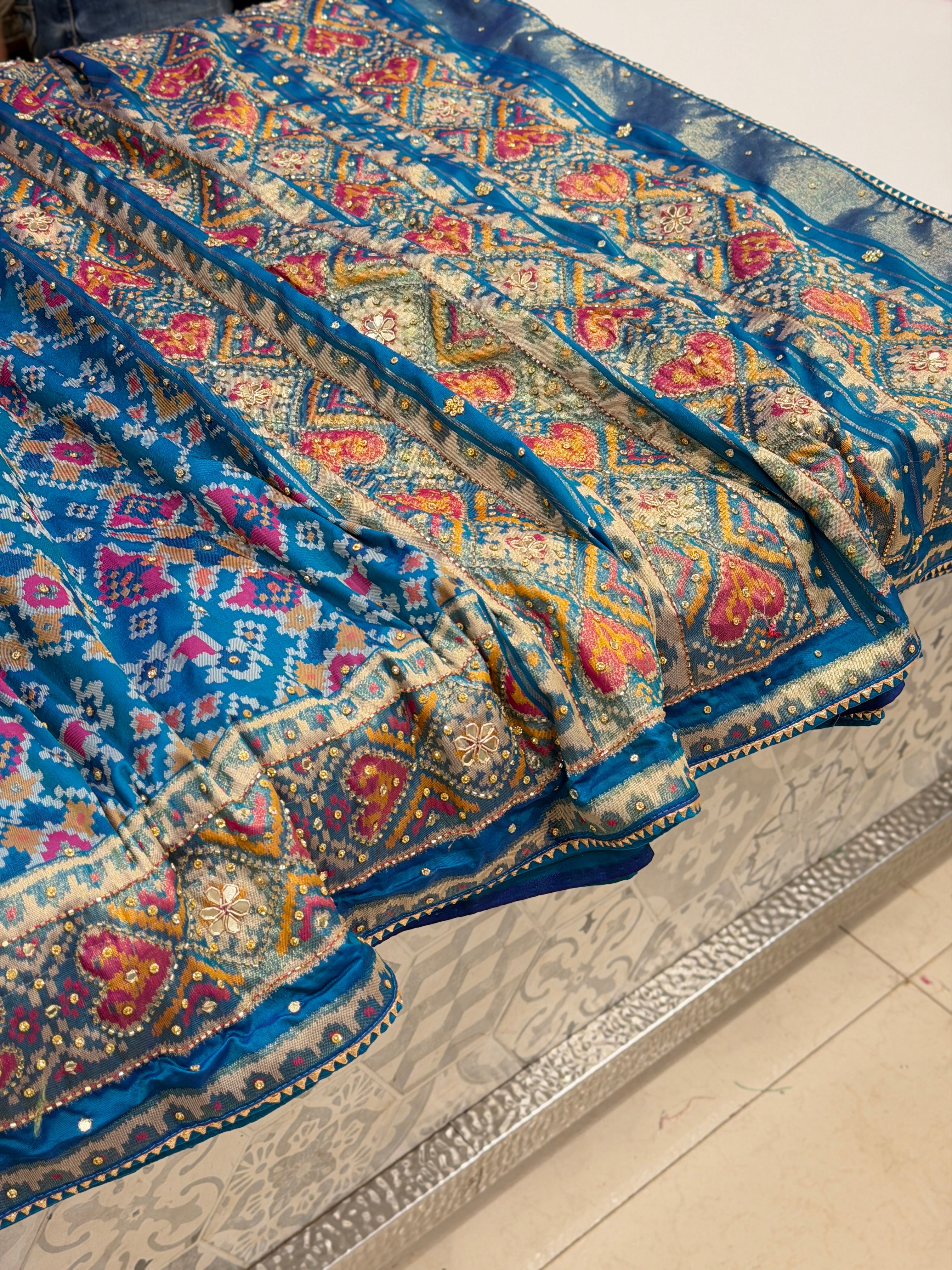 Blue Manek Chowk Hand Embroidery Patola Saree