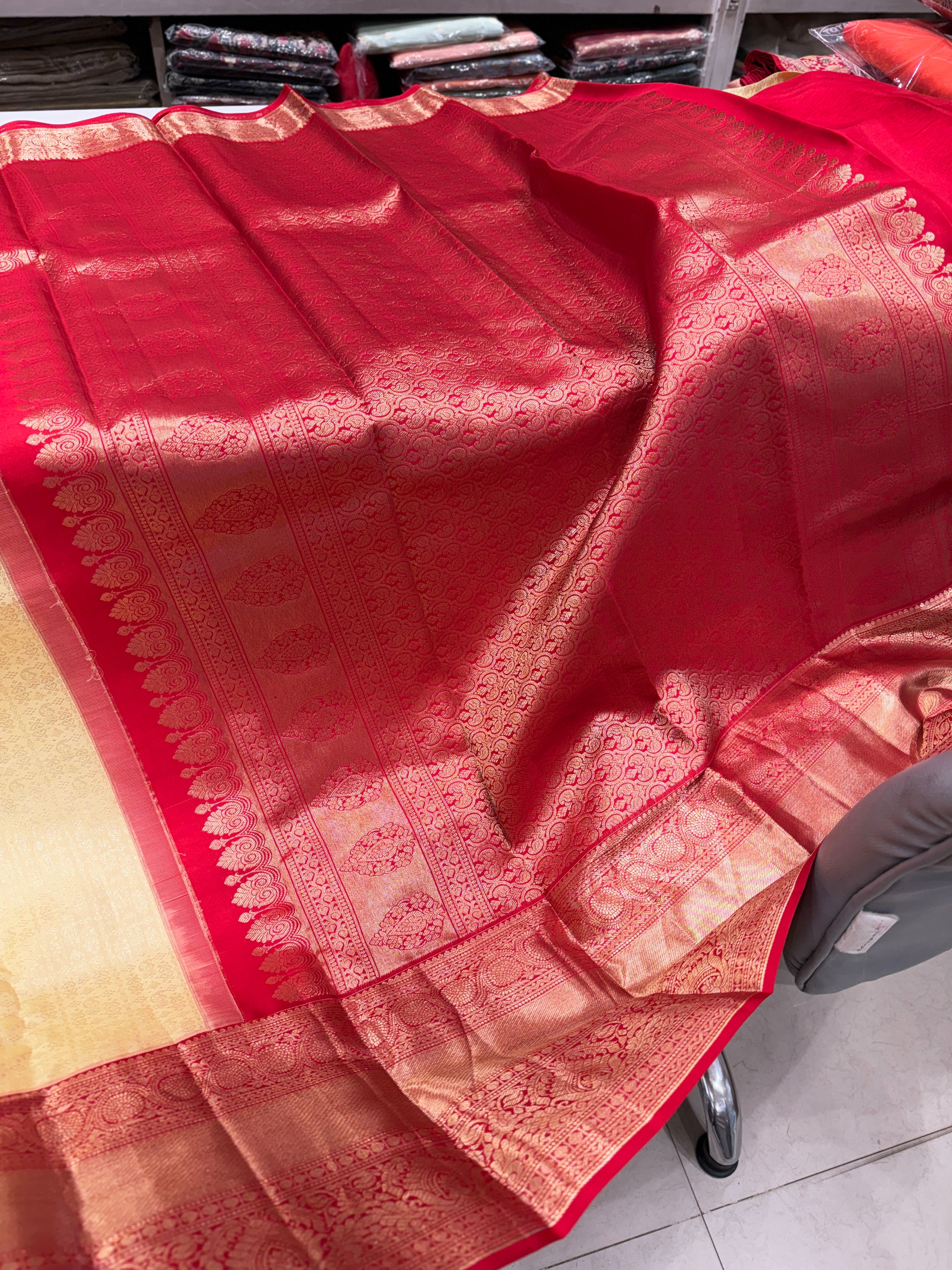 Light Beige Kanjivaram Silk Saree