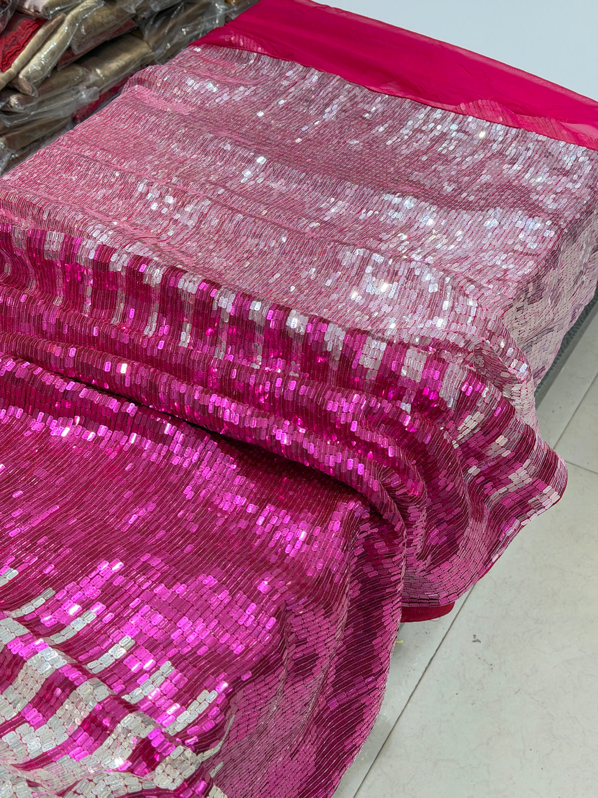 Manish Malhotra Inspired Rani Pink Sequin Saree