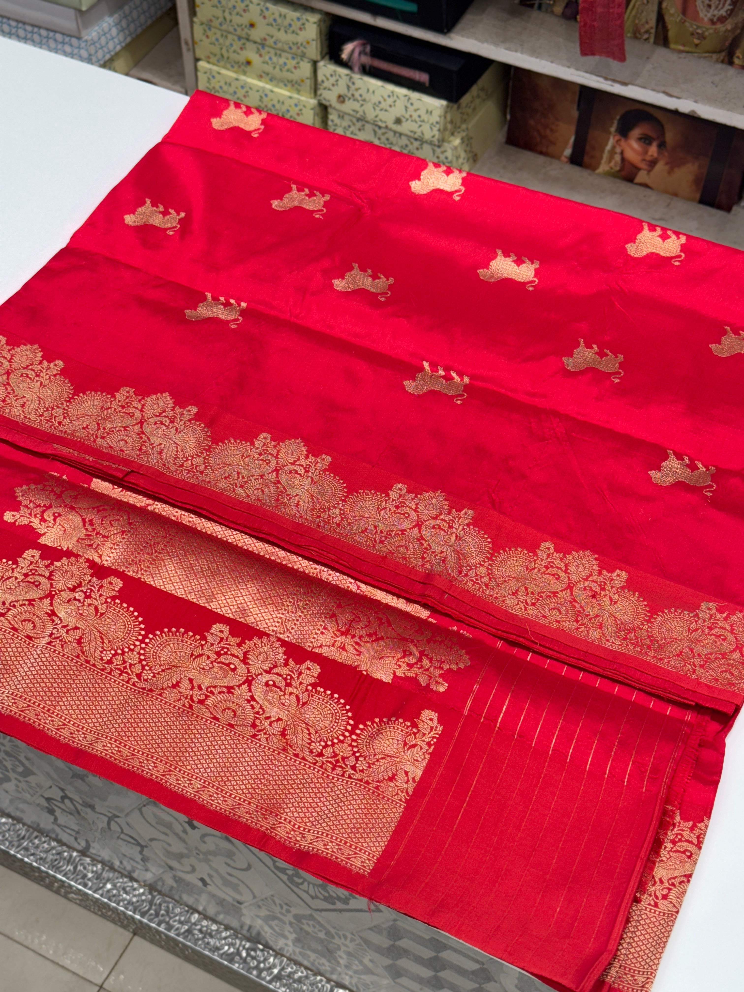 Red Tiger Weave Banarasi Handloom Saree