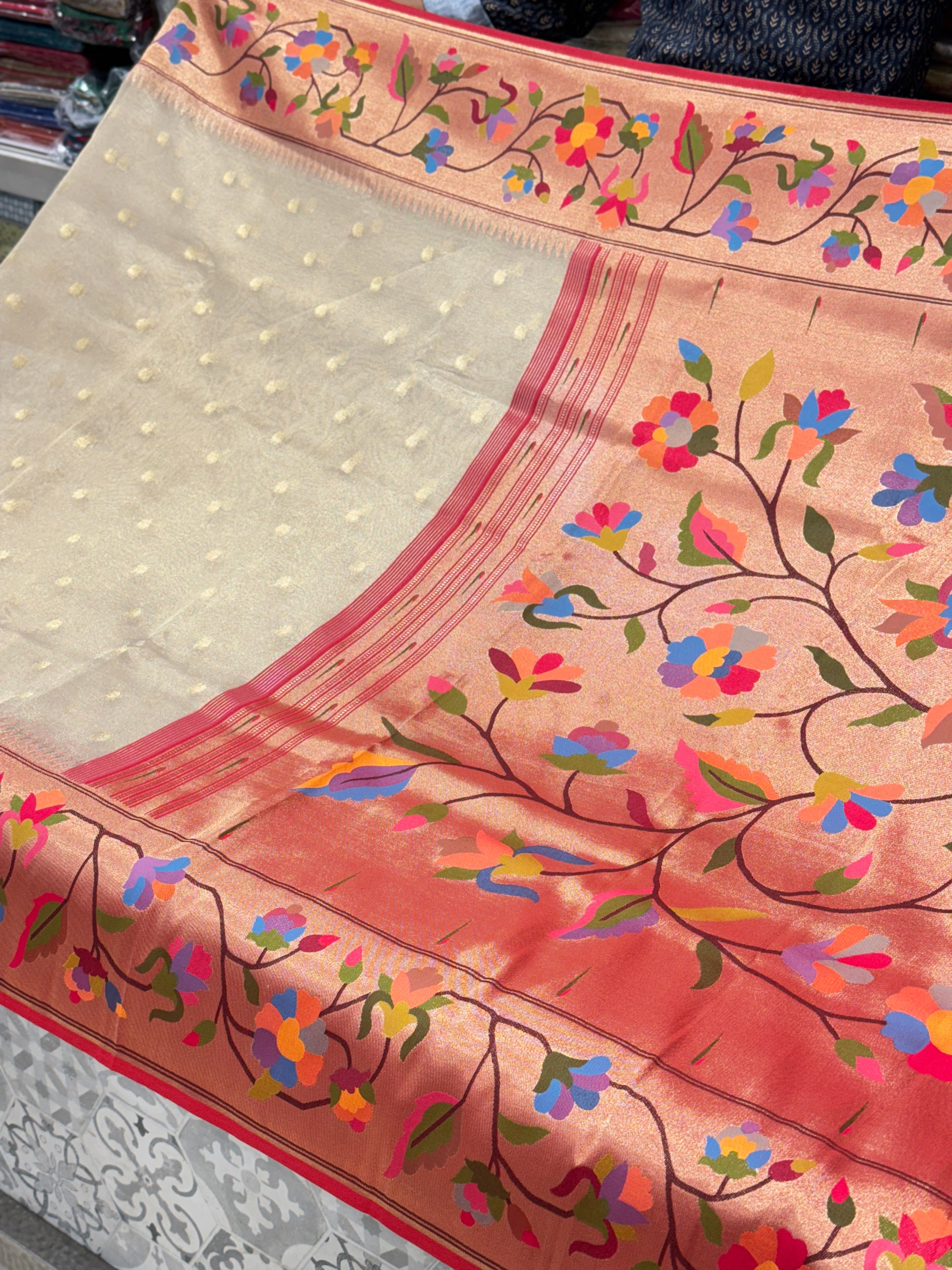 Light Gold Tissue Paithani Saree