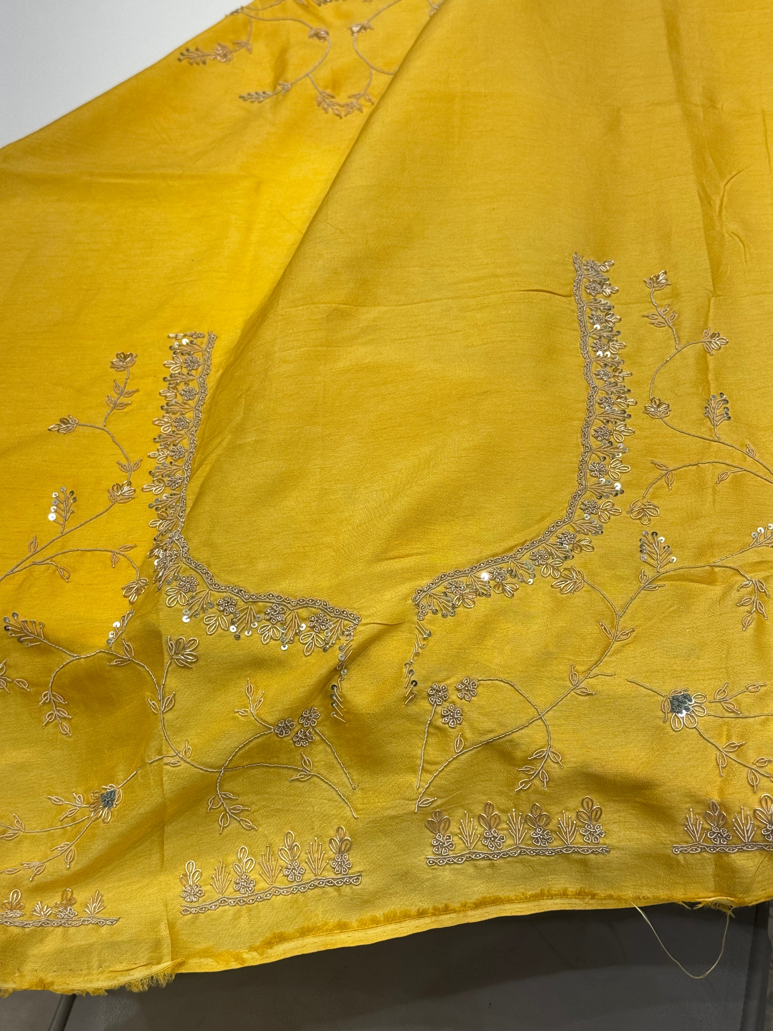 Yellow Organza Zardosi Resham Embroidery Saree