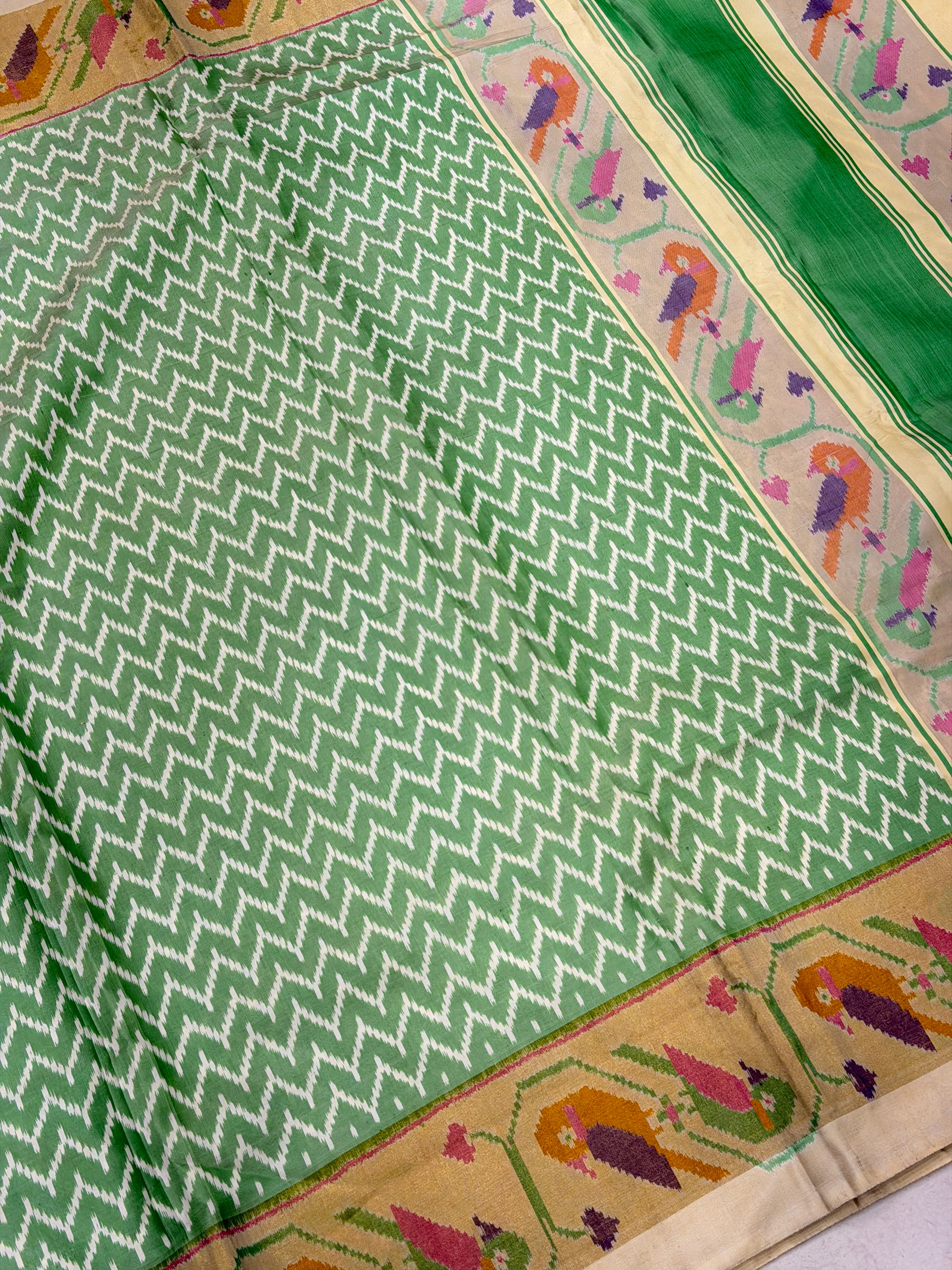 Pastel Green Contemporary Patan Patola Handloom Saree