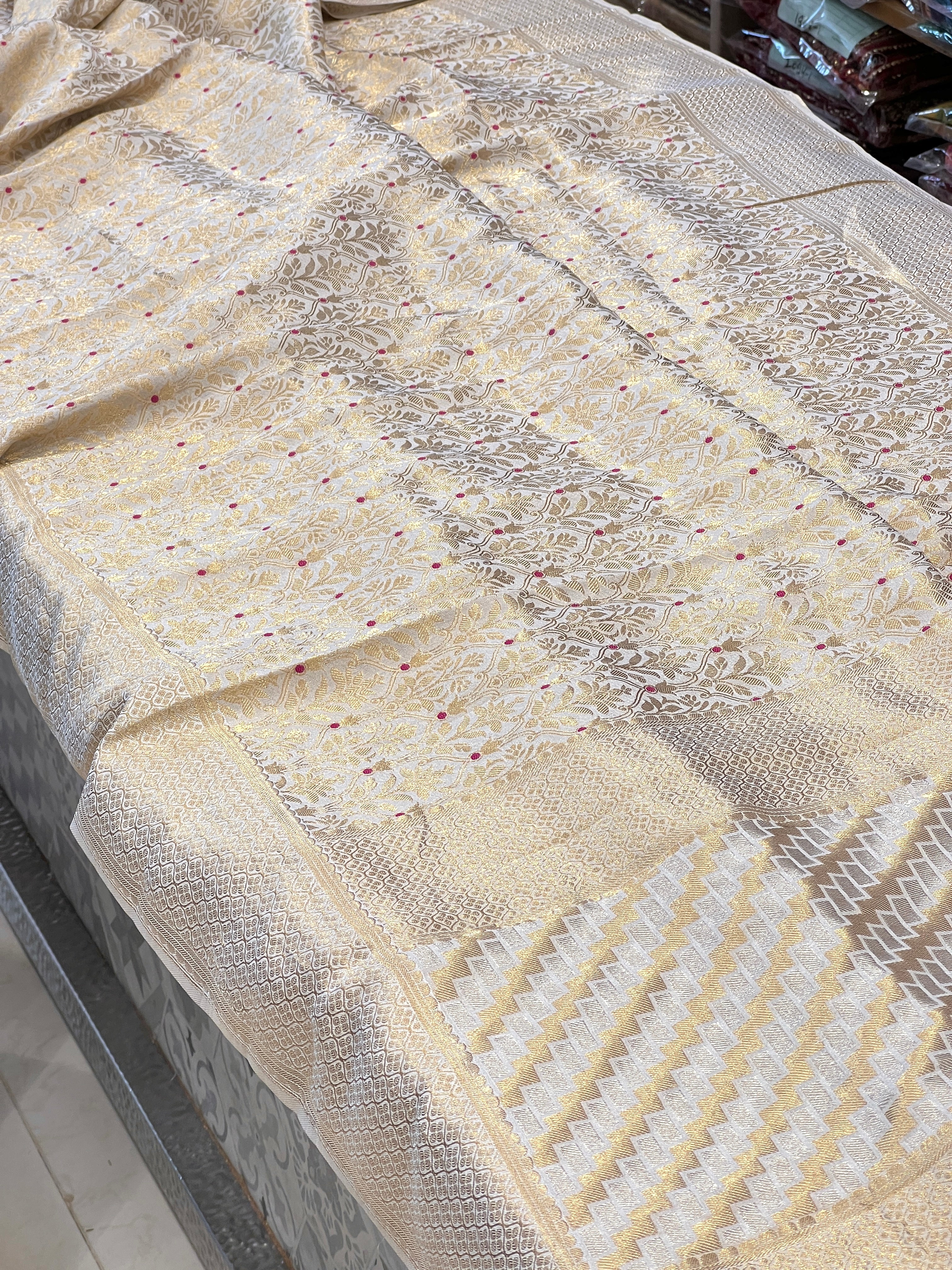 Golden Banarasi Crepe Tissue Silk Saree