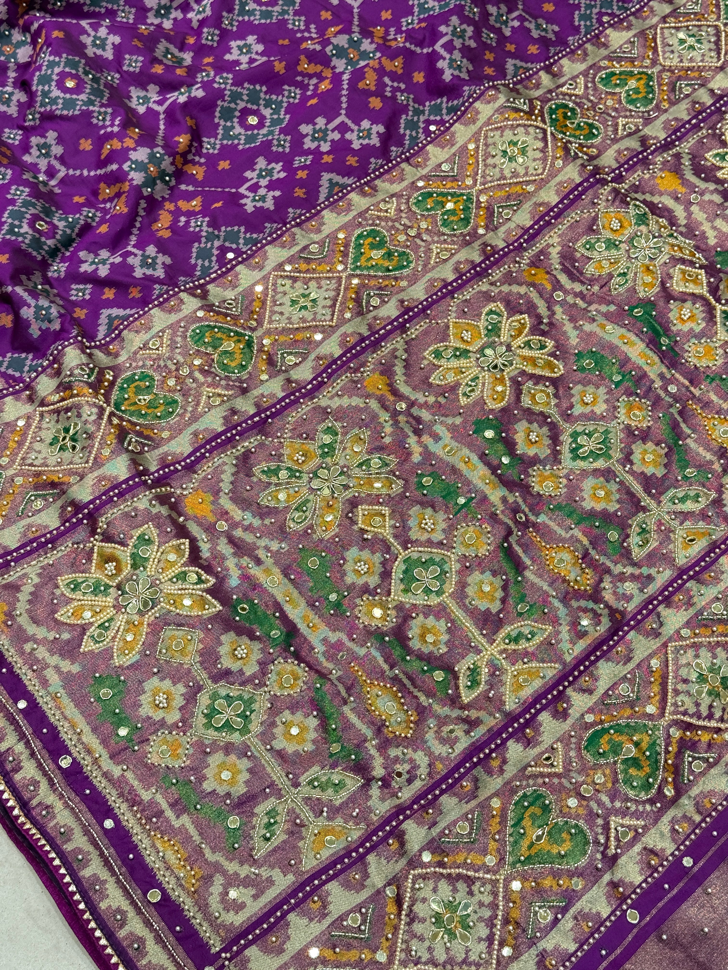 Violet Patola 2.0 Moti Hand Embroidery Saree