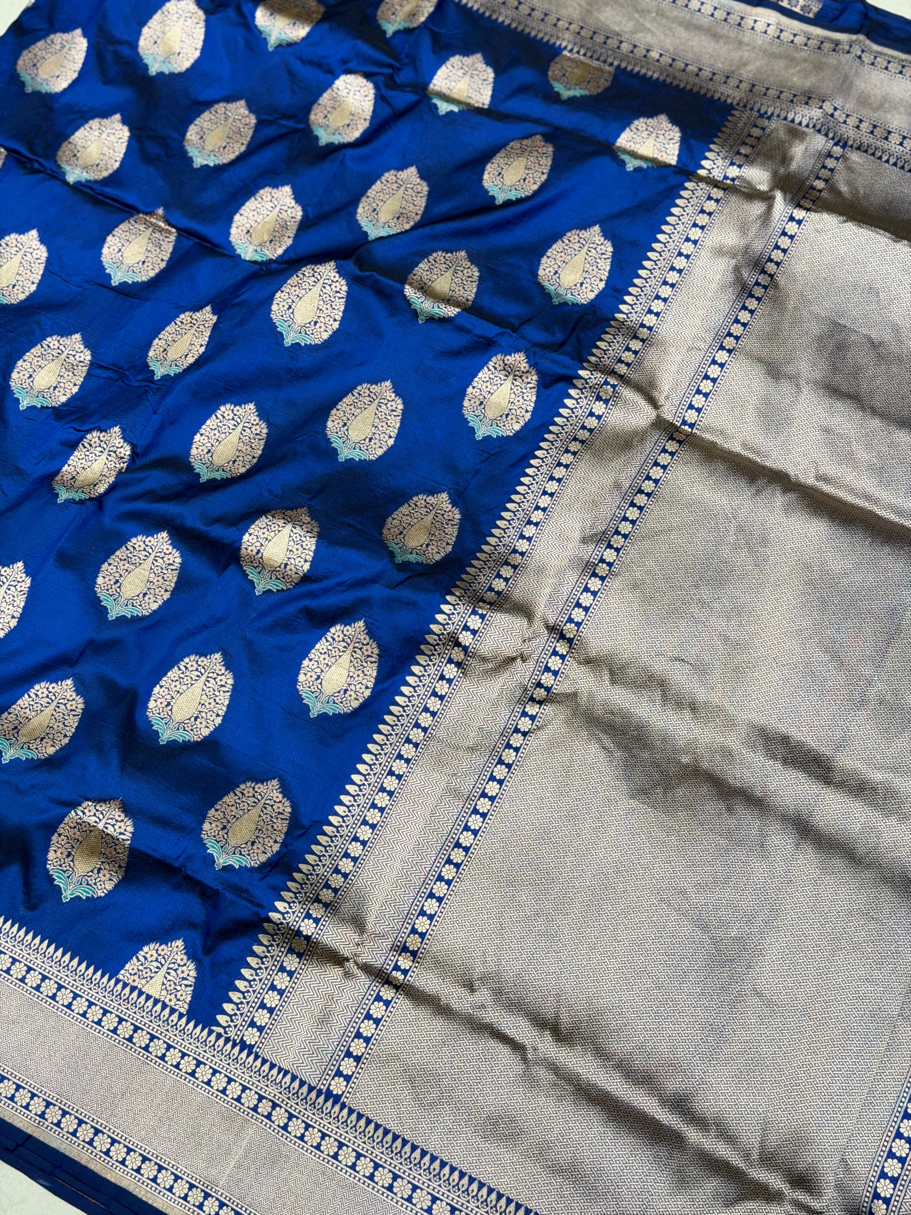 Blue Nita Ambani Inspired Handloom Banarasi Katan Silk Saree