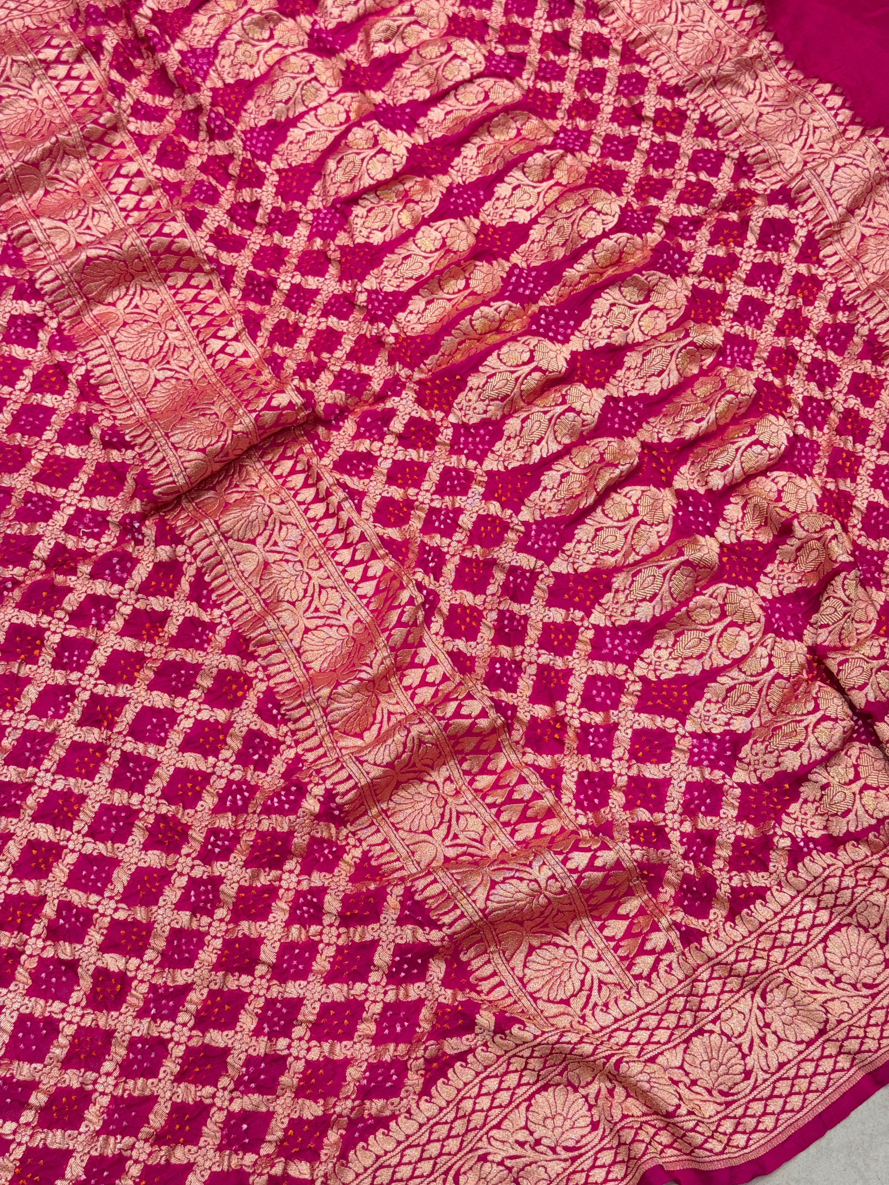 Rani Pink Bandhej Bandhini Saree