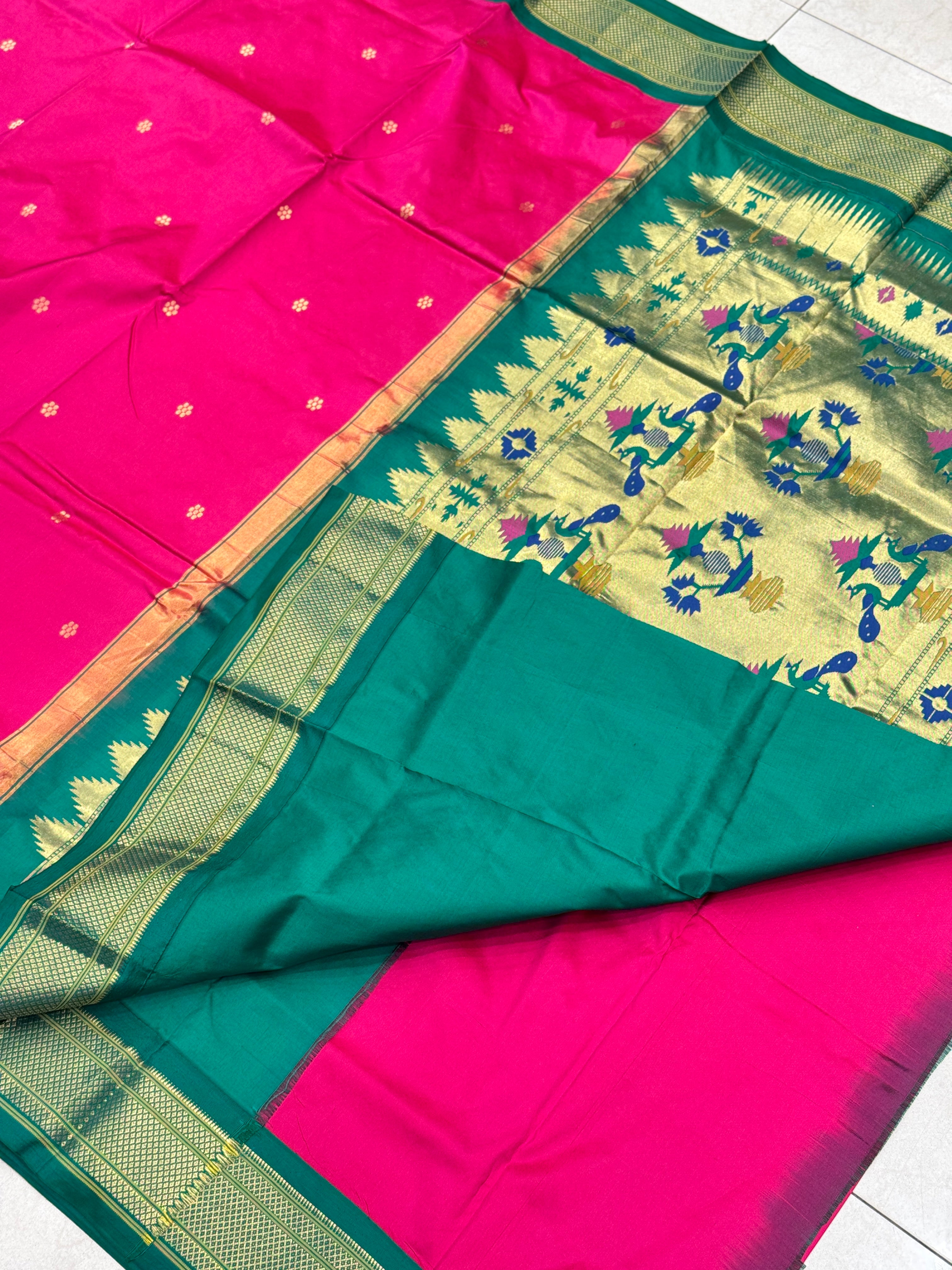 Rani Pink Morbangdi Paithani Saree