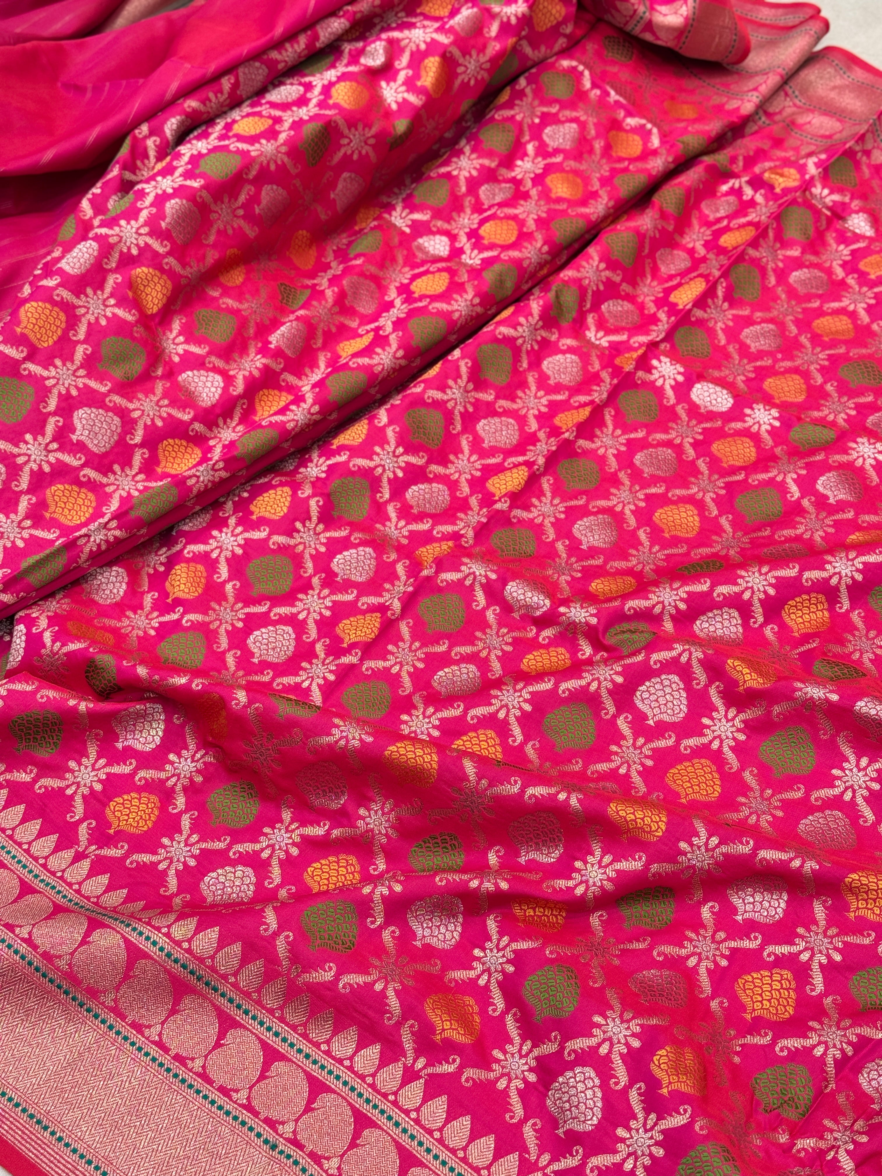 Rani Pine Butta Banarasi Silk Saree