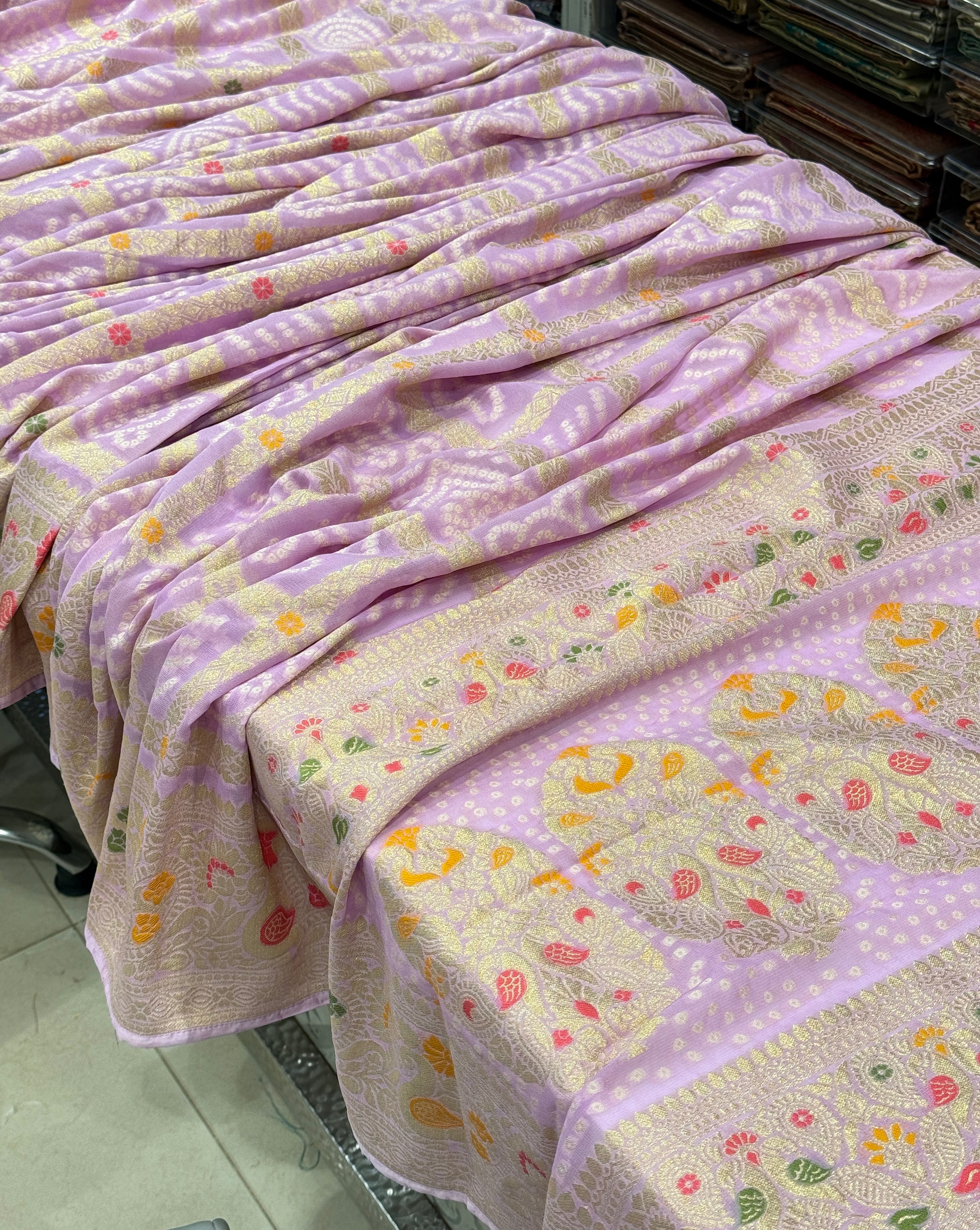 Lilac Georgette Gharchola Saree