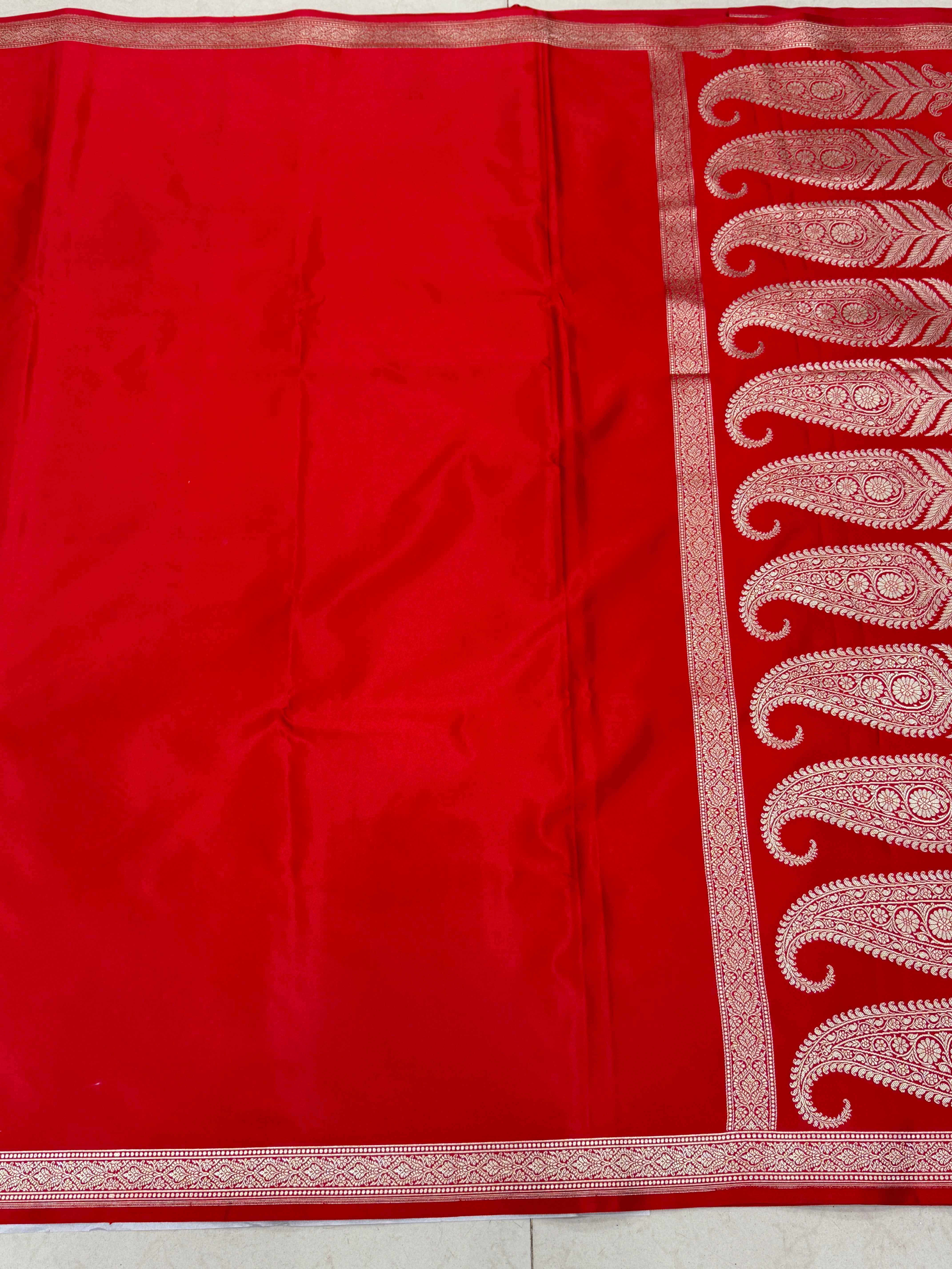 Red Banarasi Raw Mango Style Banarasi Silk Saree