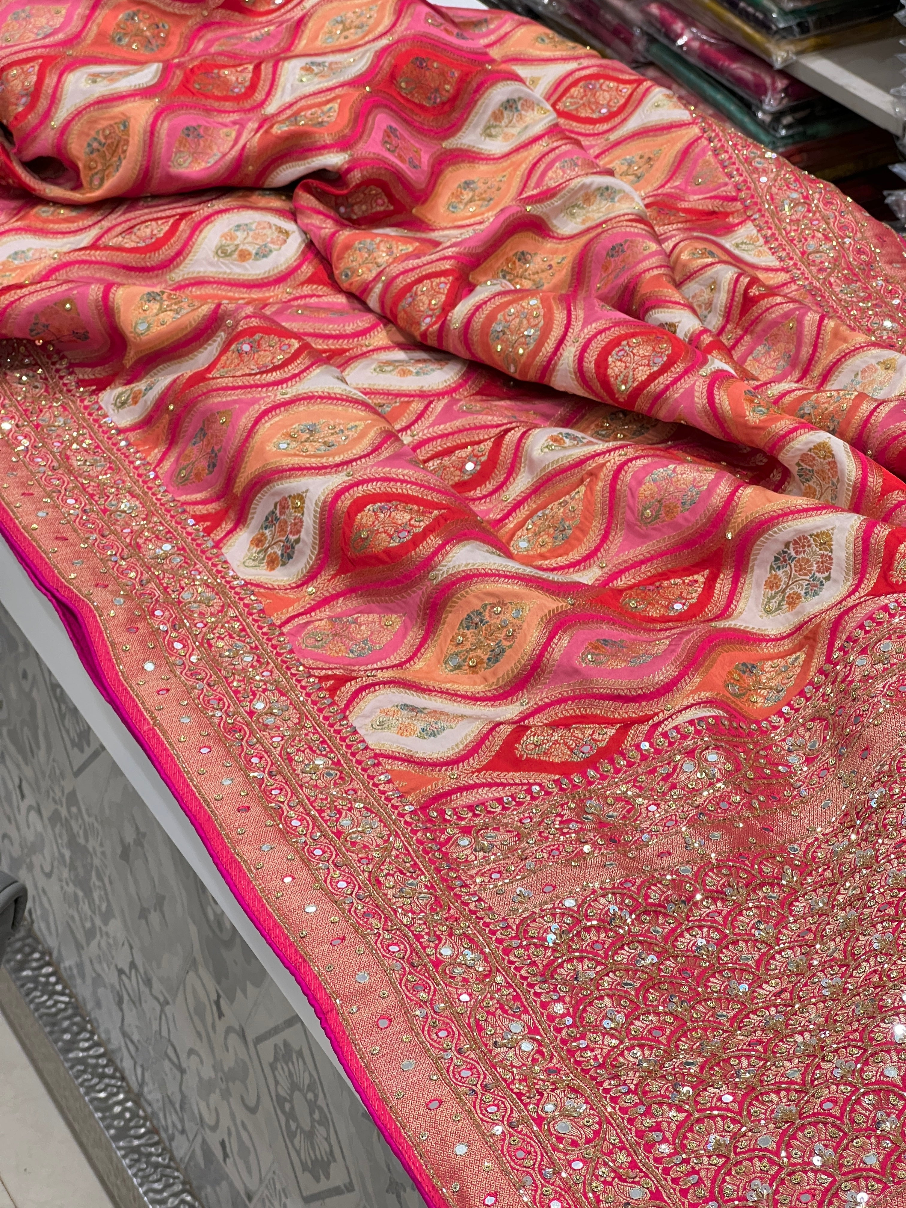 Rangkat Modal Satin Hand Embroidery Saree