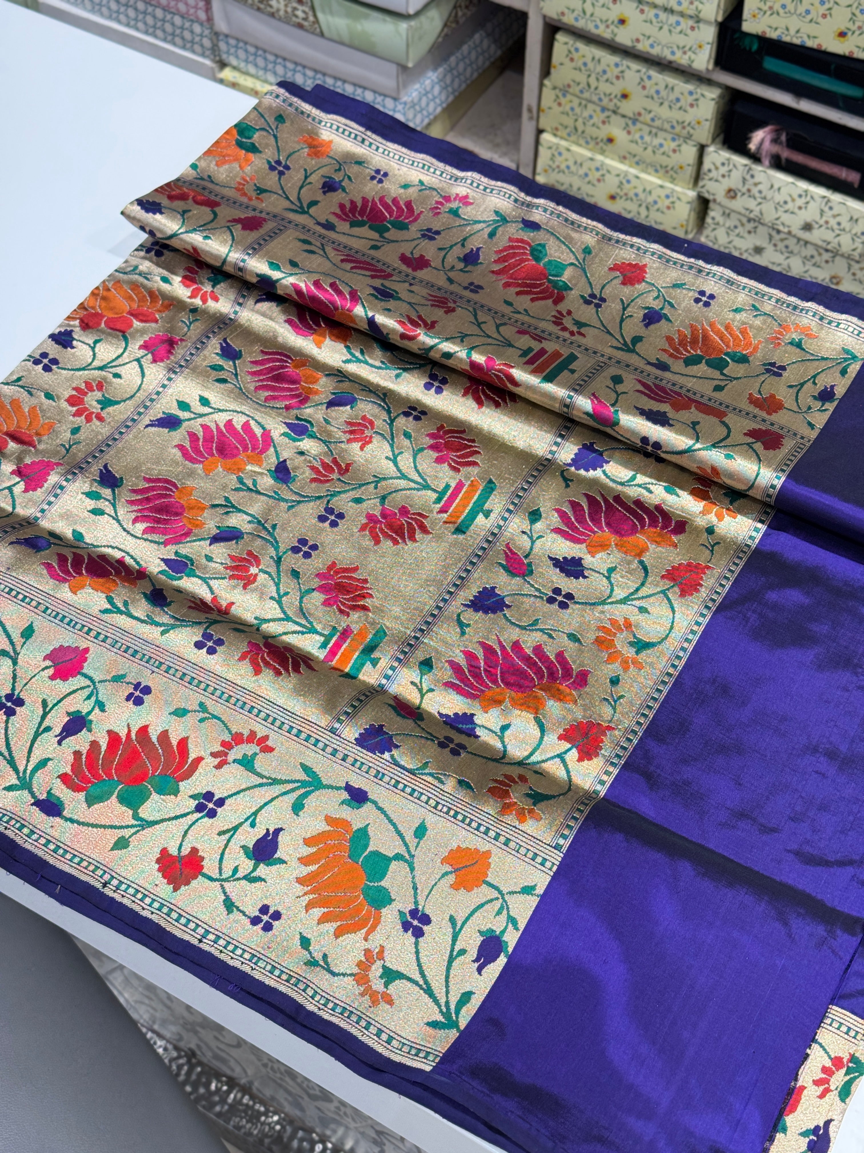 Violet Handloom Paithani Banarasi