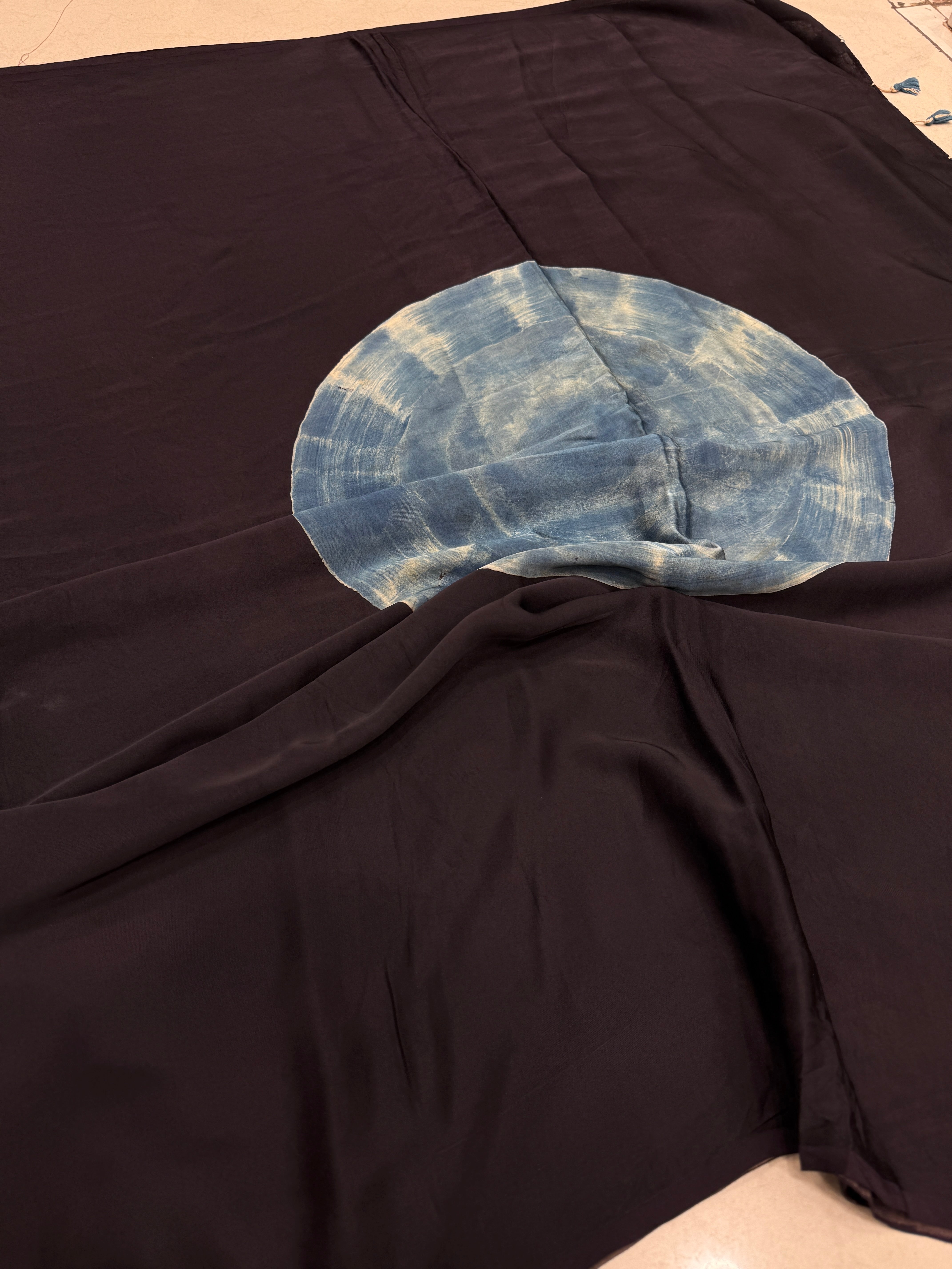 Blue Moon Pallu Ajrakh Modal Gajji Silk Saree