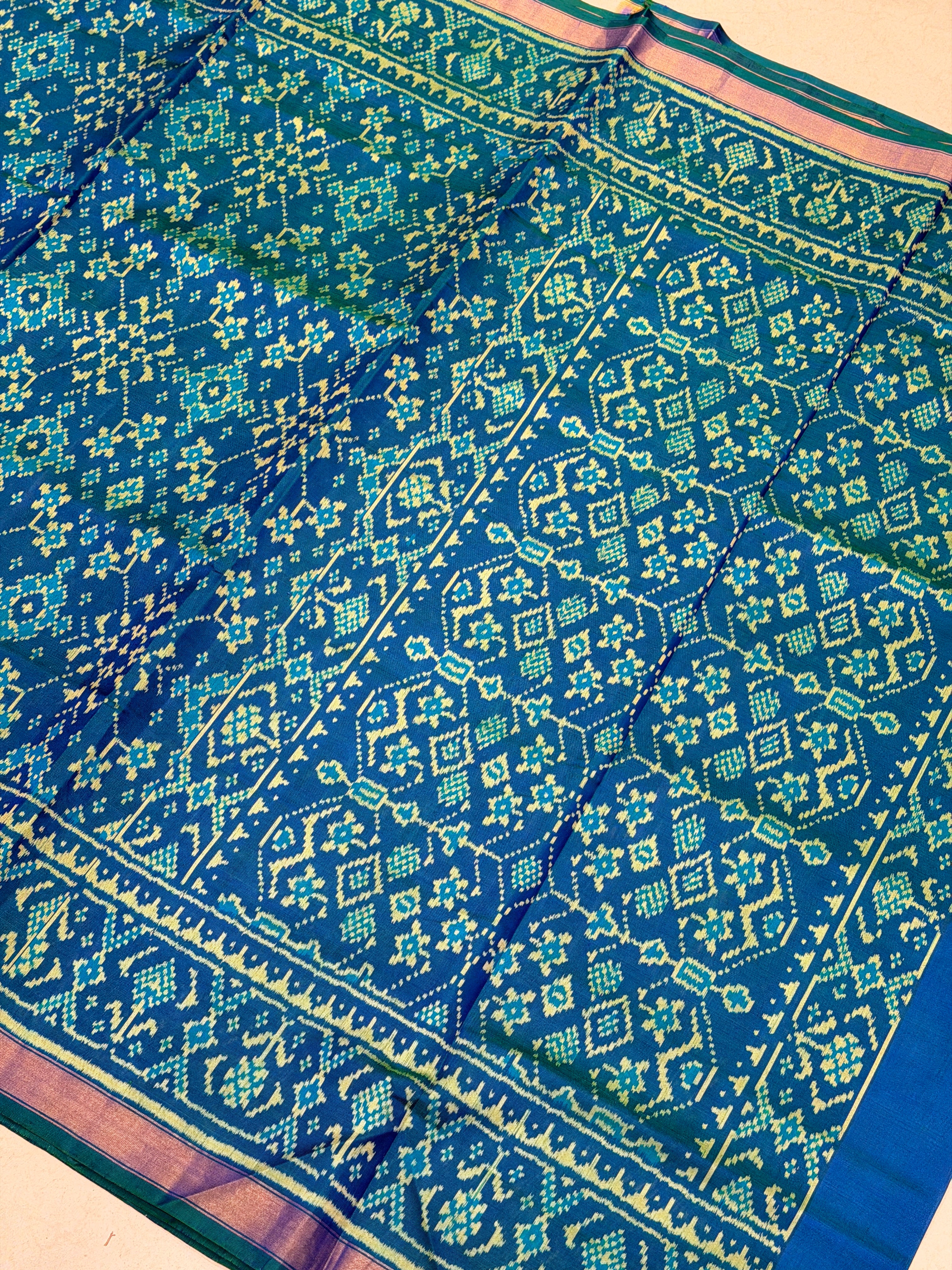 Cross Blue Navratna Patan Patola Handloom Saree