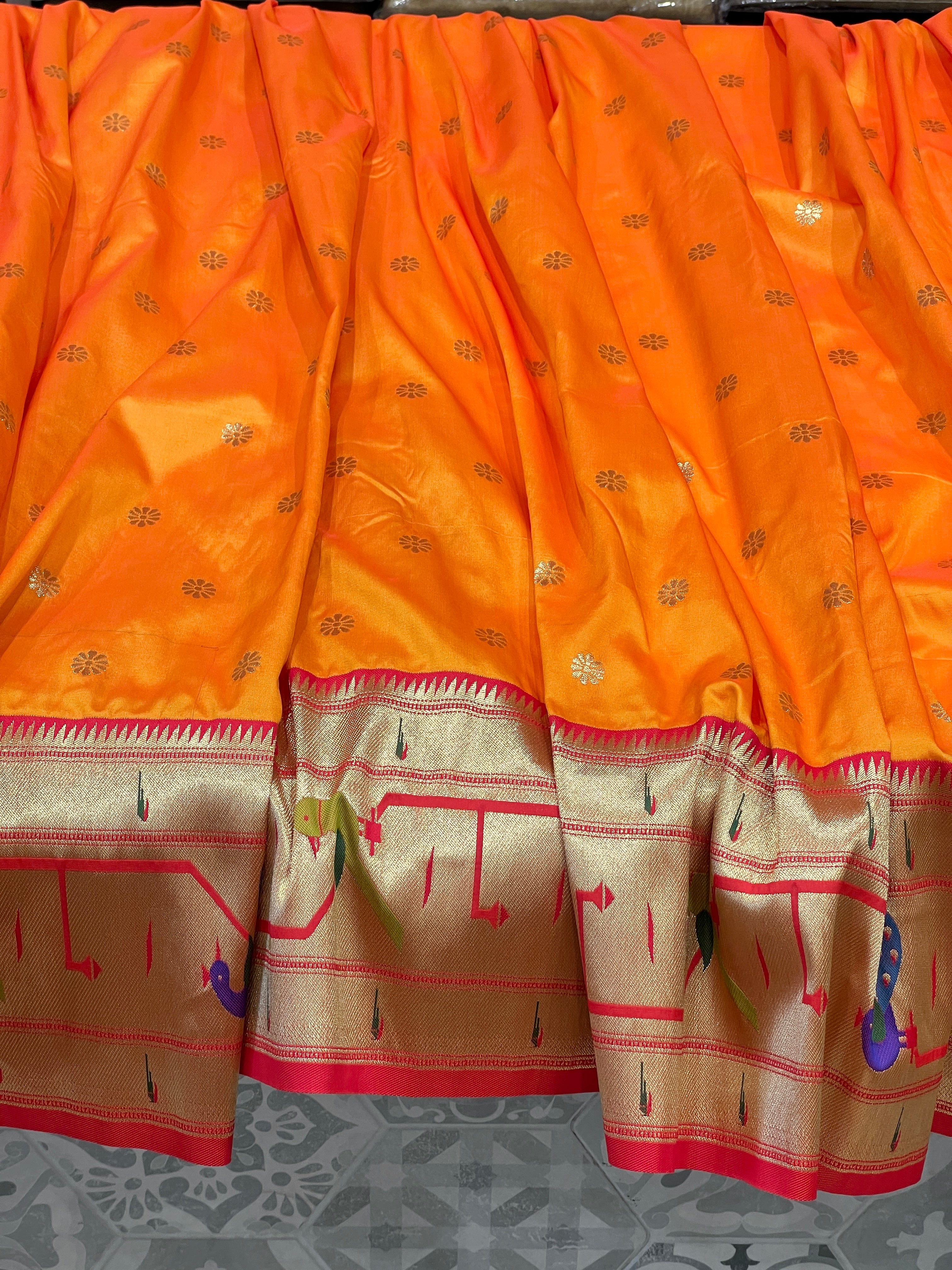 Orange Silk Paithani Saree
