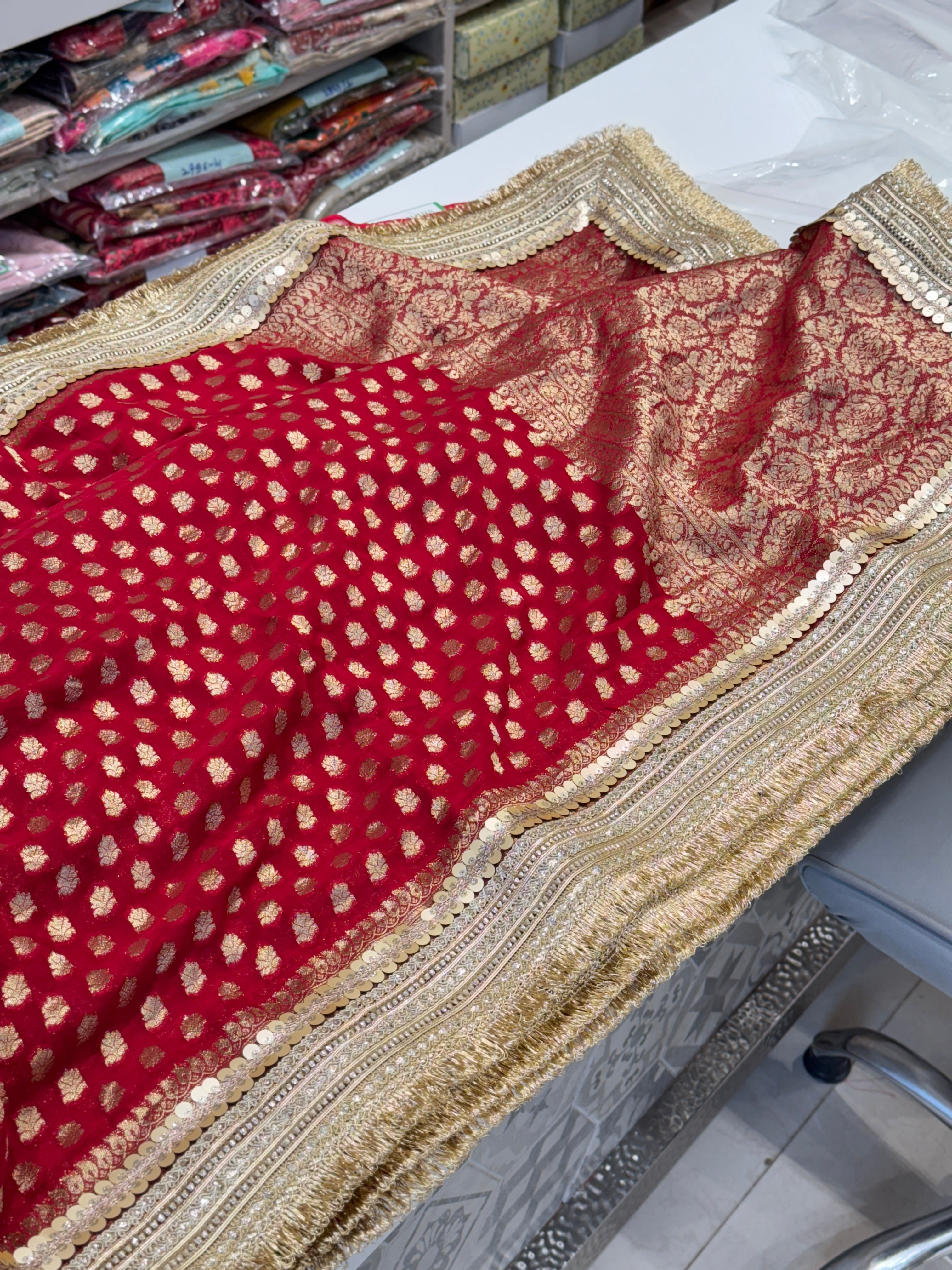 Red Georgette Buttis Saree Maharani Edit