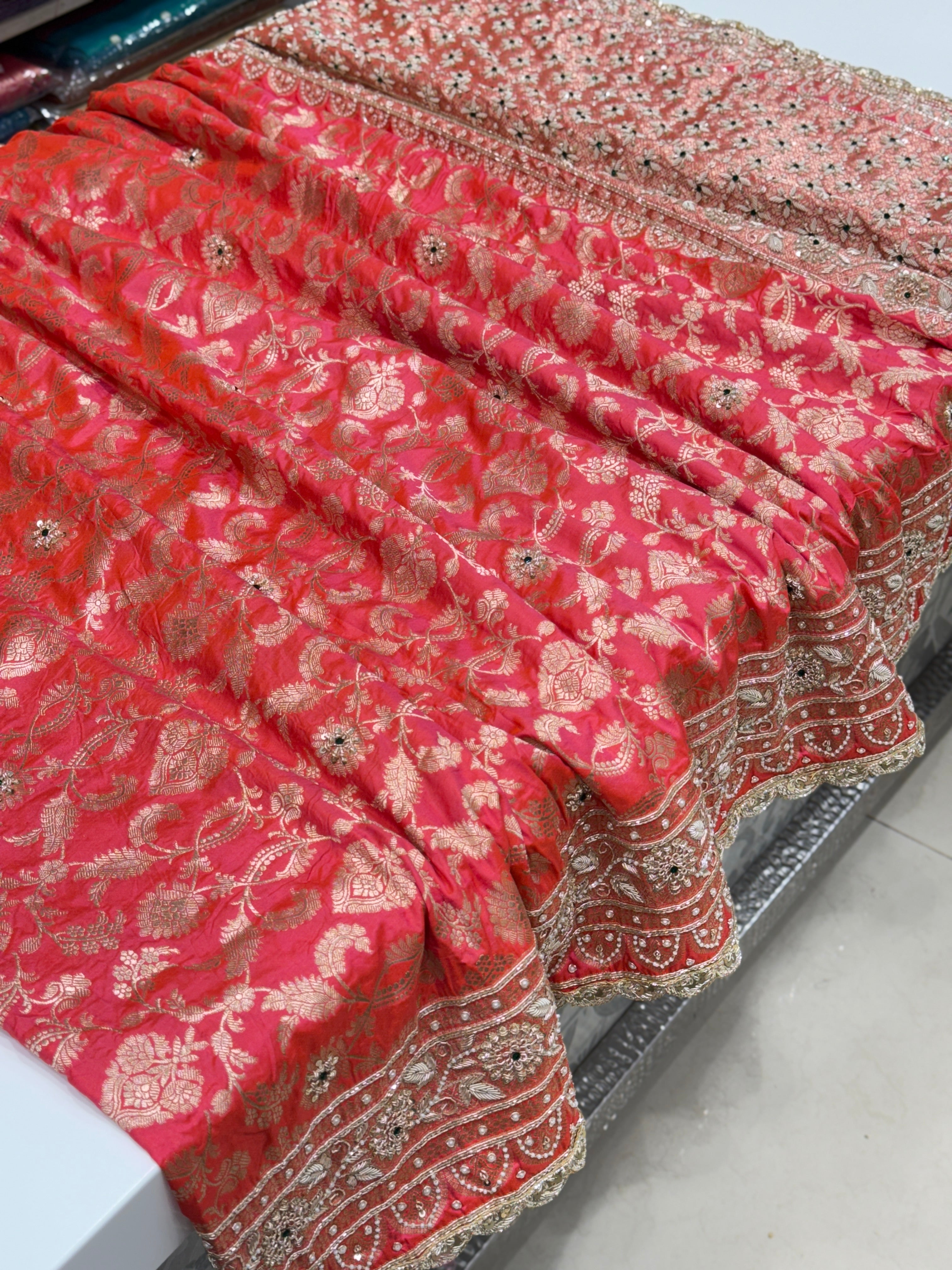 Dhupchav Katan Zardosi Embroidery Saree