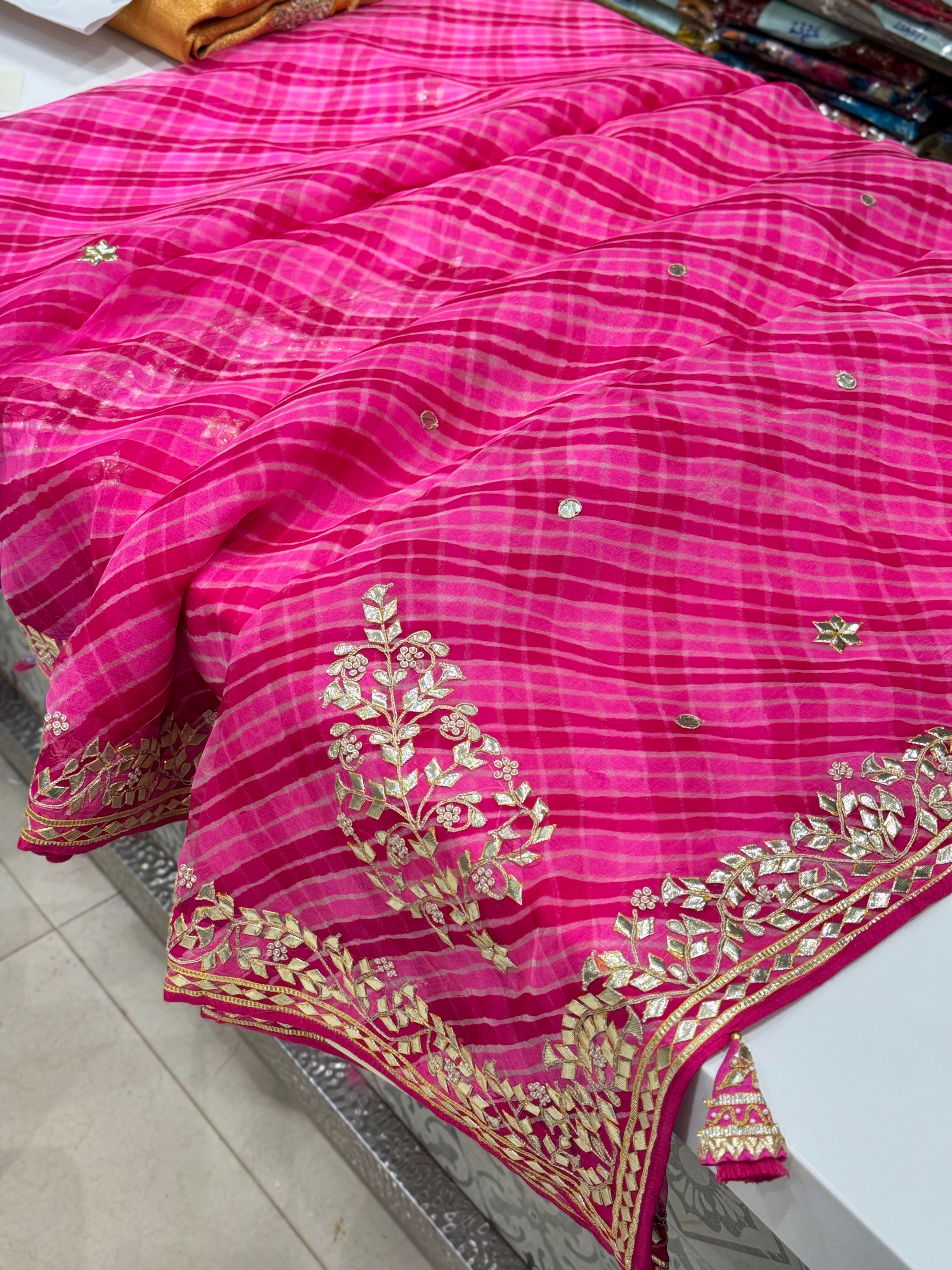 Rani Organza Leheriya Gotapatti Saree