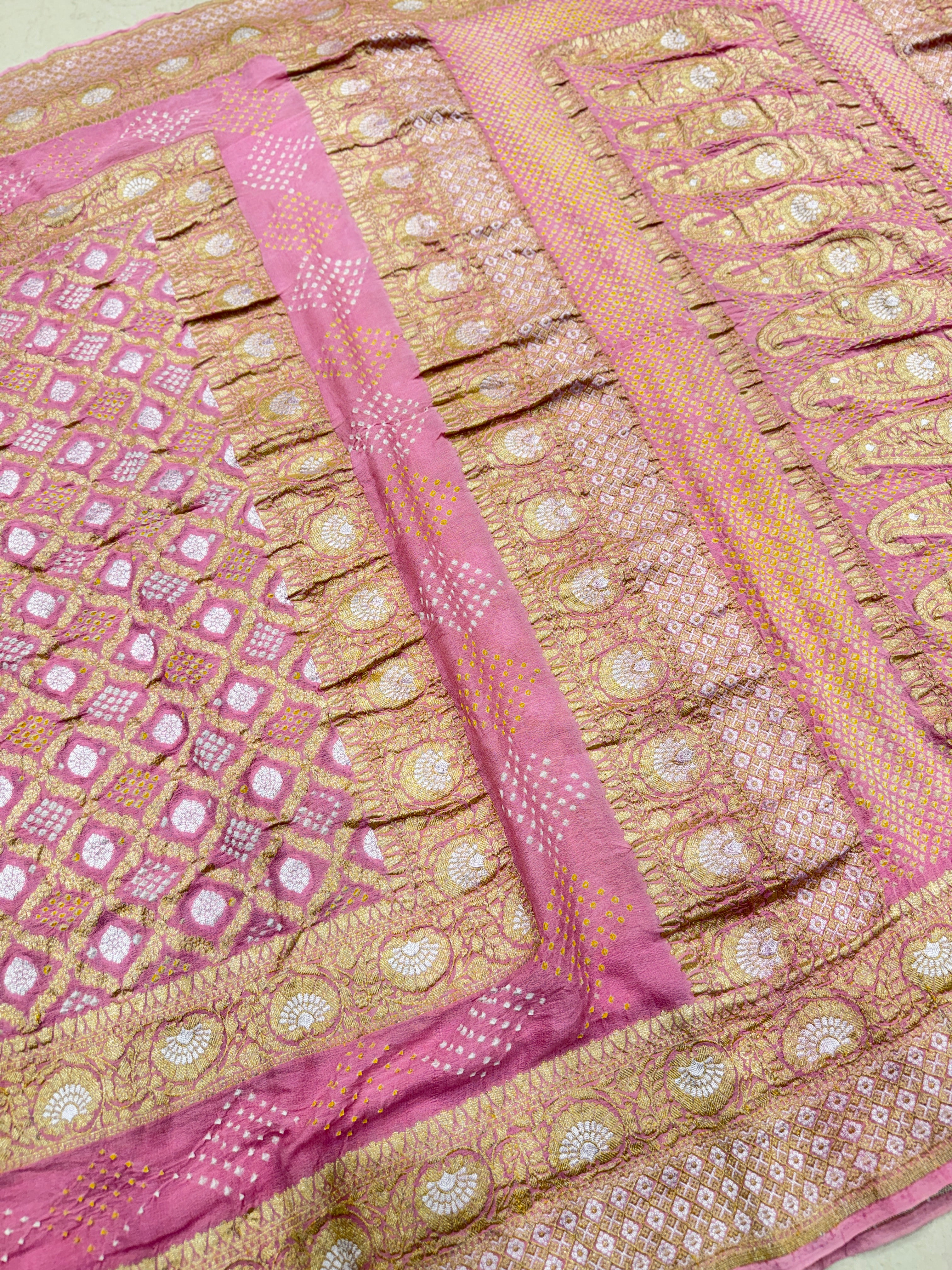 Light Pink Sona Roopa Rai Bandhej Kadwa Weave Saree
