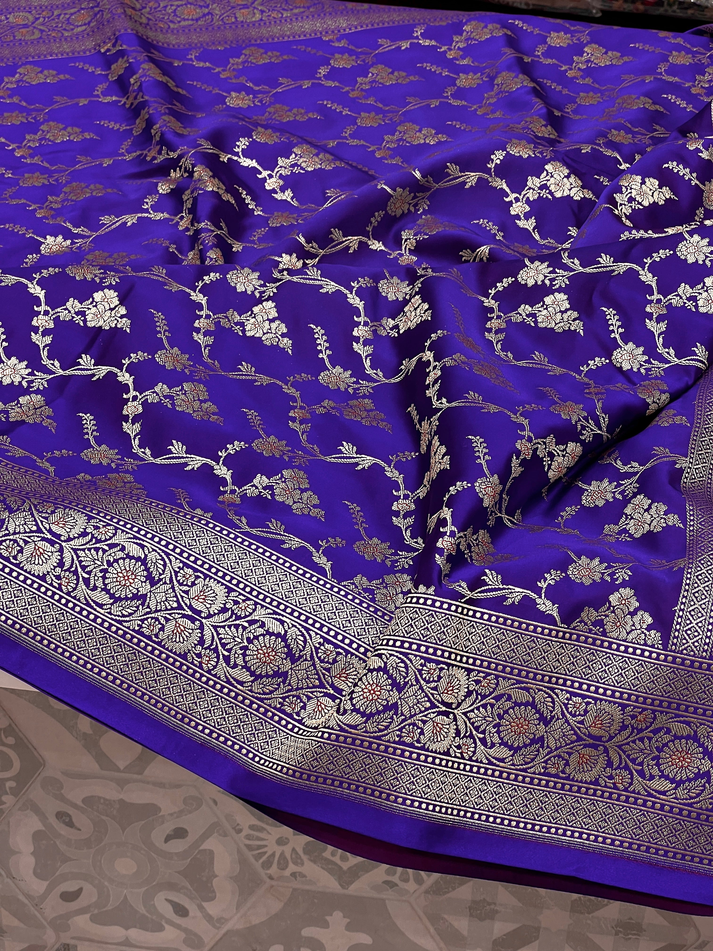 Purple Banarasi Jasmine Jaal Saree