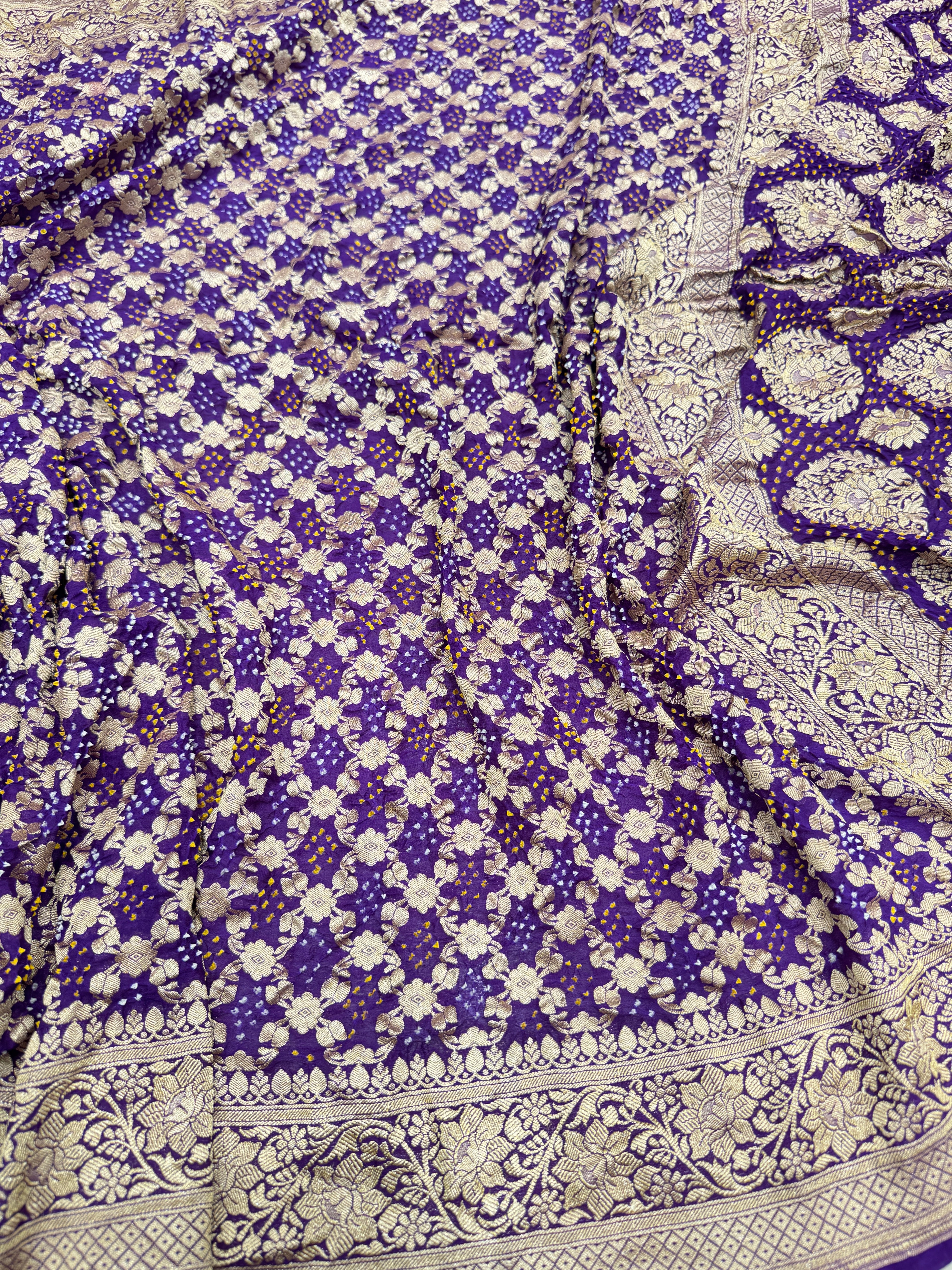 Violet Bandhej Bandhini Saree