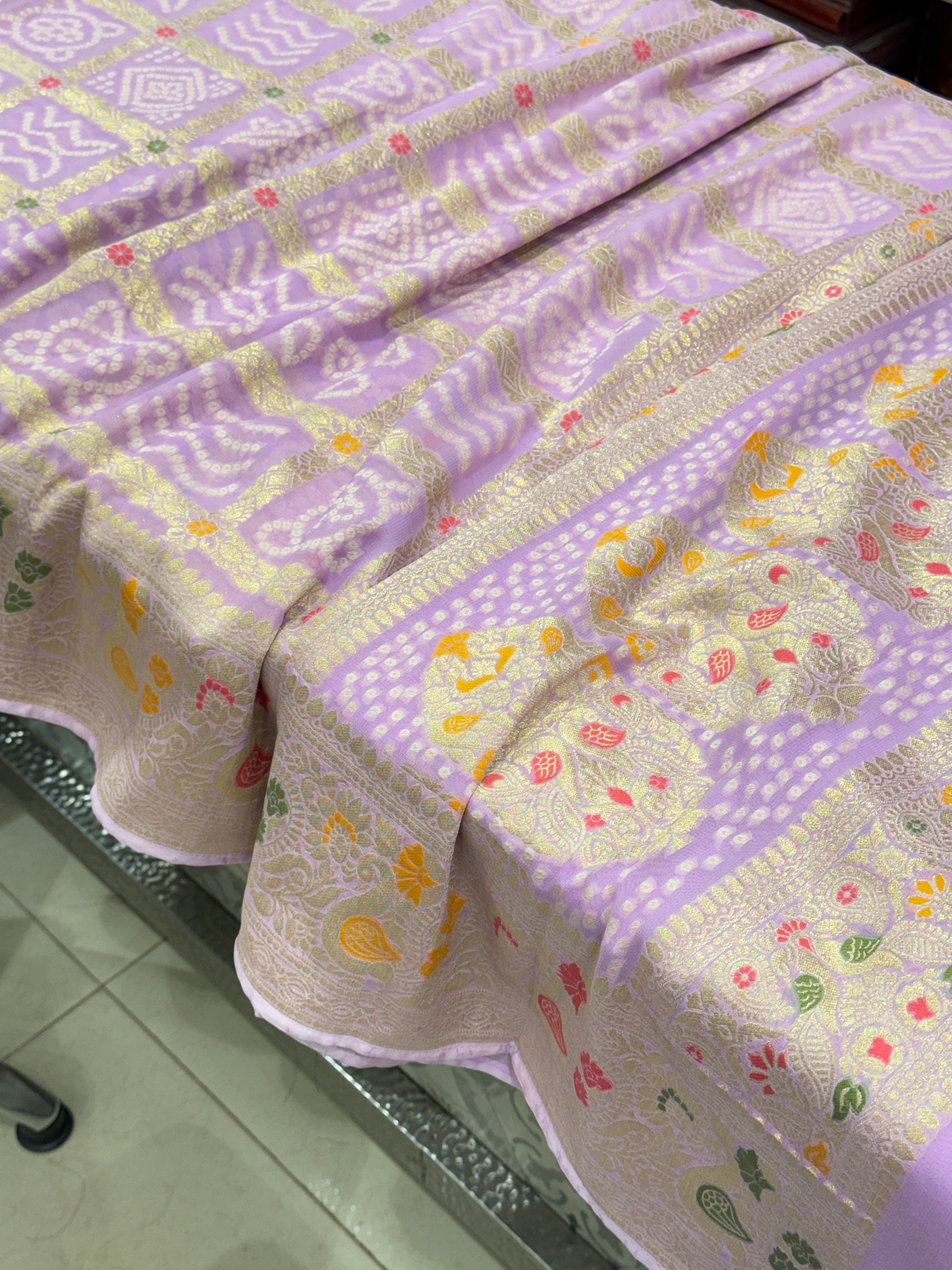 Lilac Georgette Gharchola Saree