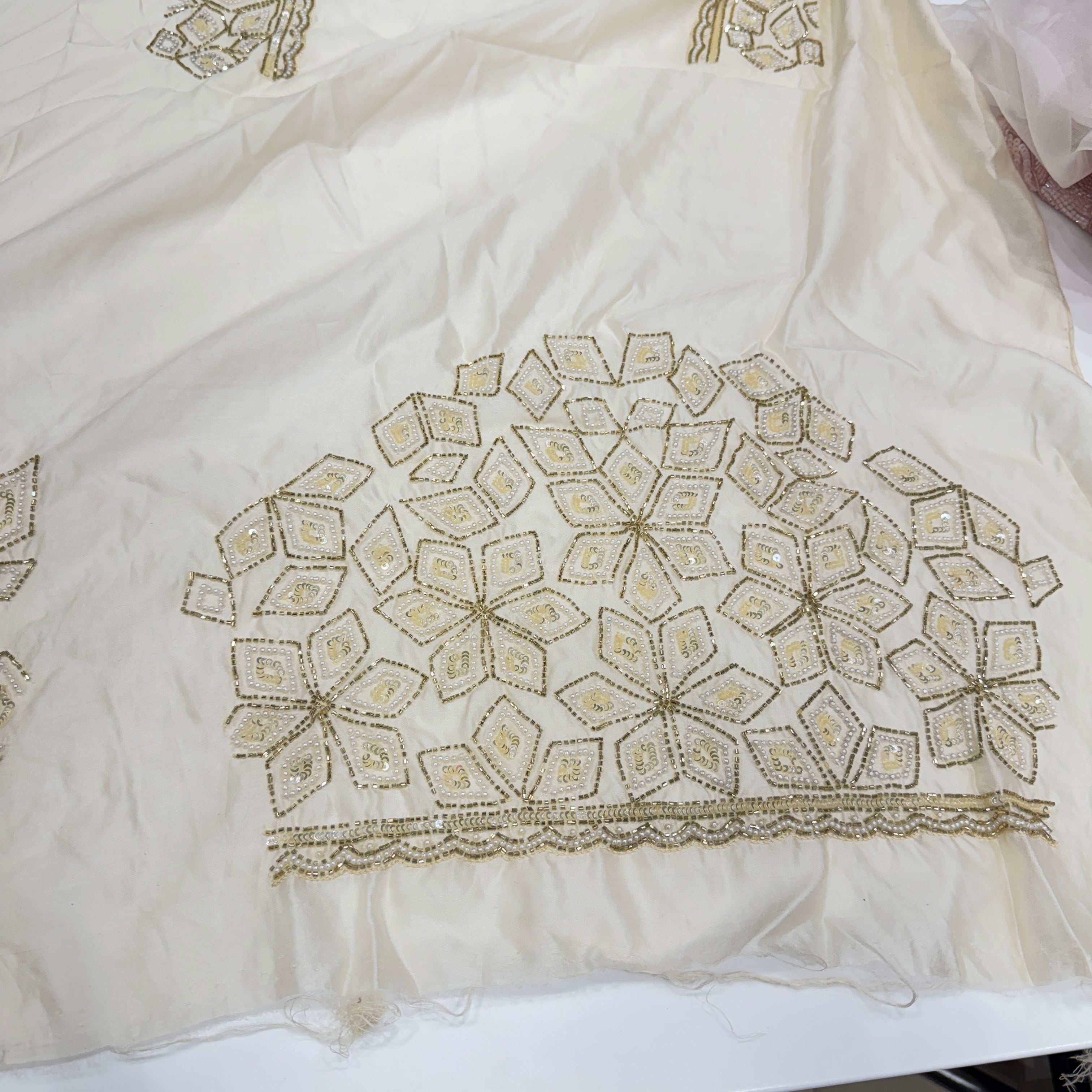 Off White Silk Hand Embroidery Blouse Piece