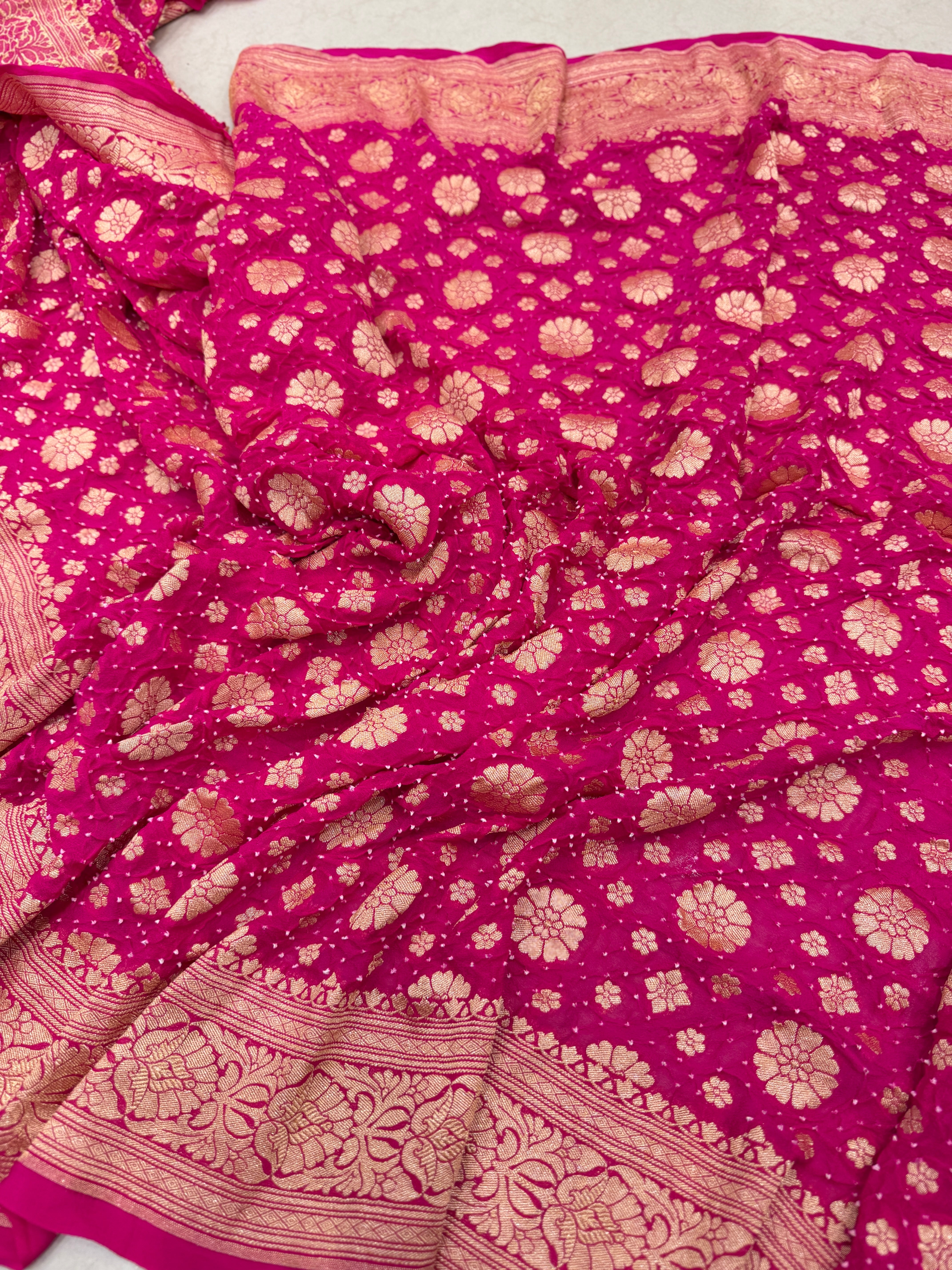 Rani Contemporary Bandhej Bandhini Saree