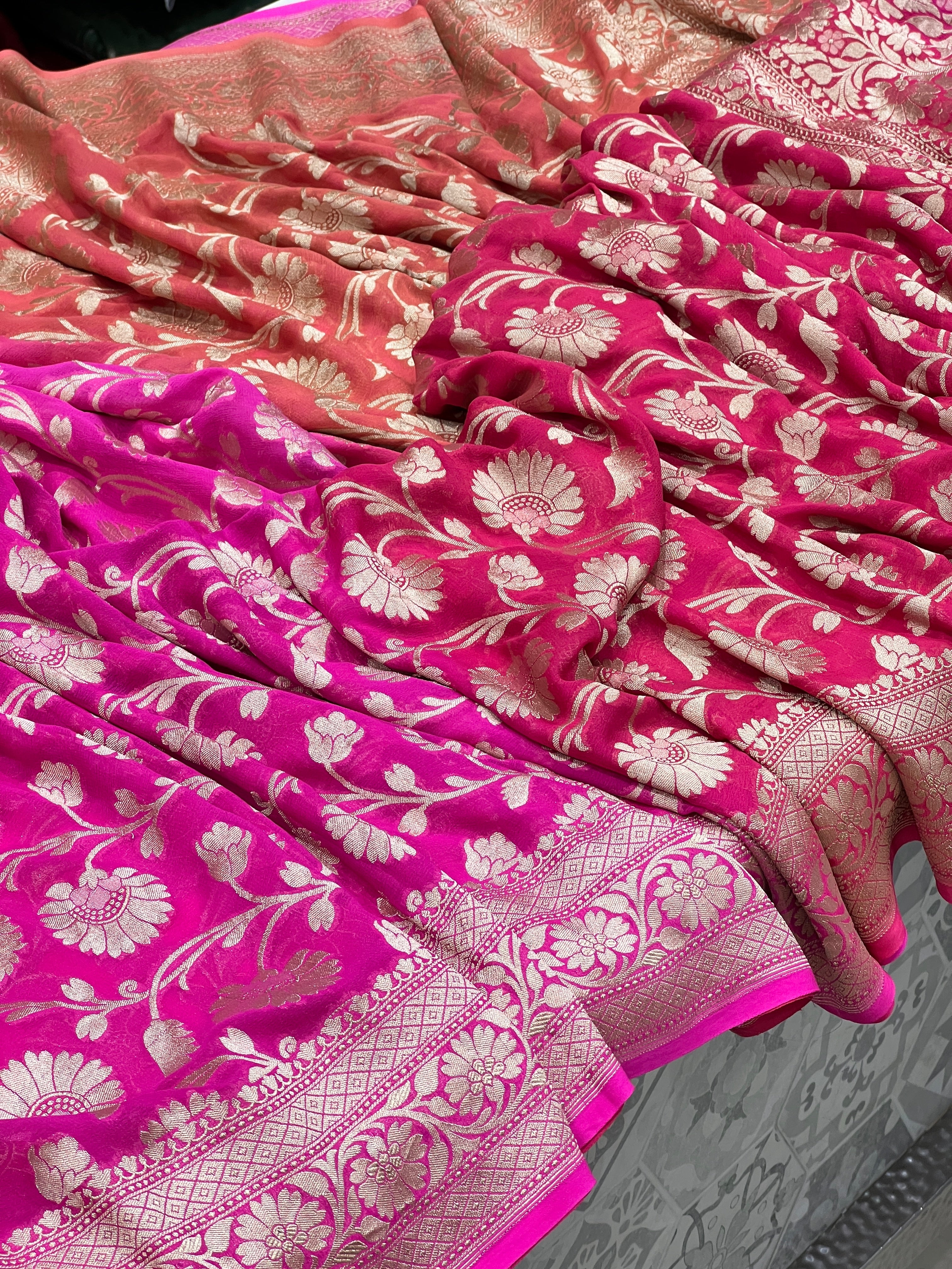 Shades Handloom Georgette Jaal Saree