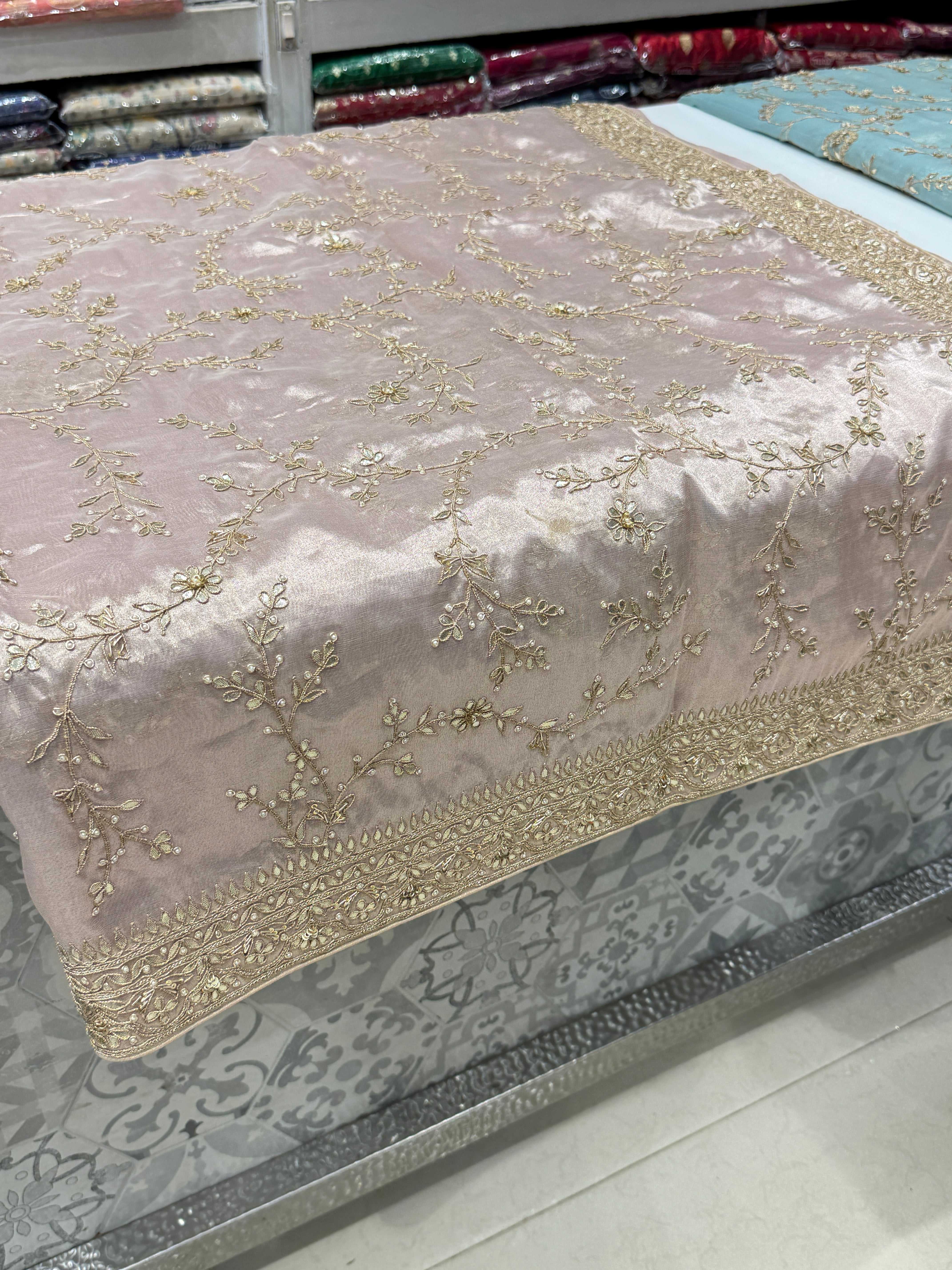 Pink Tissue Gotapatti Saree