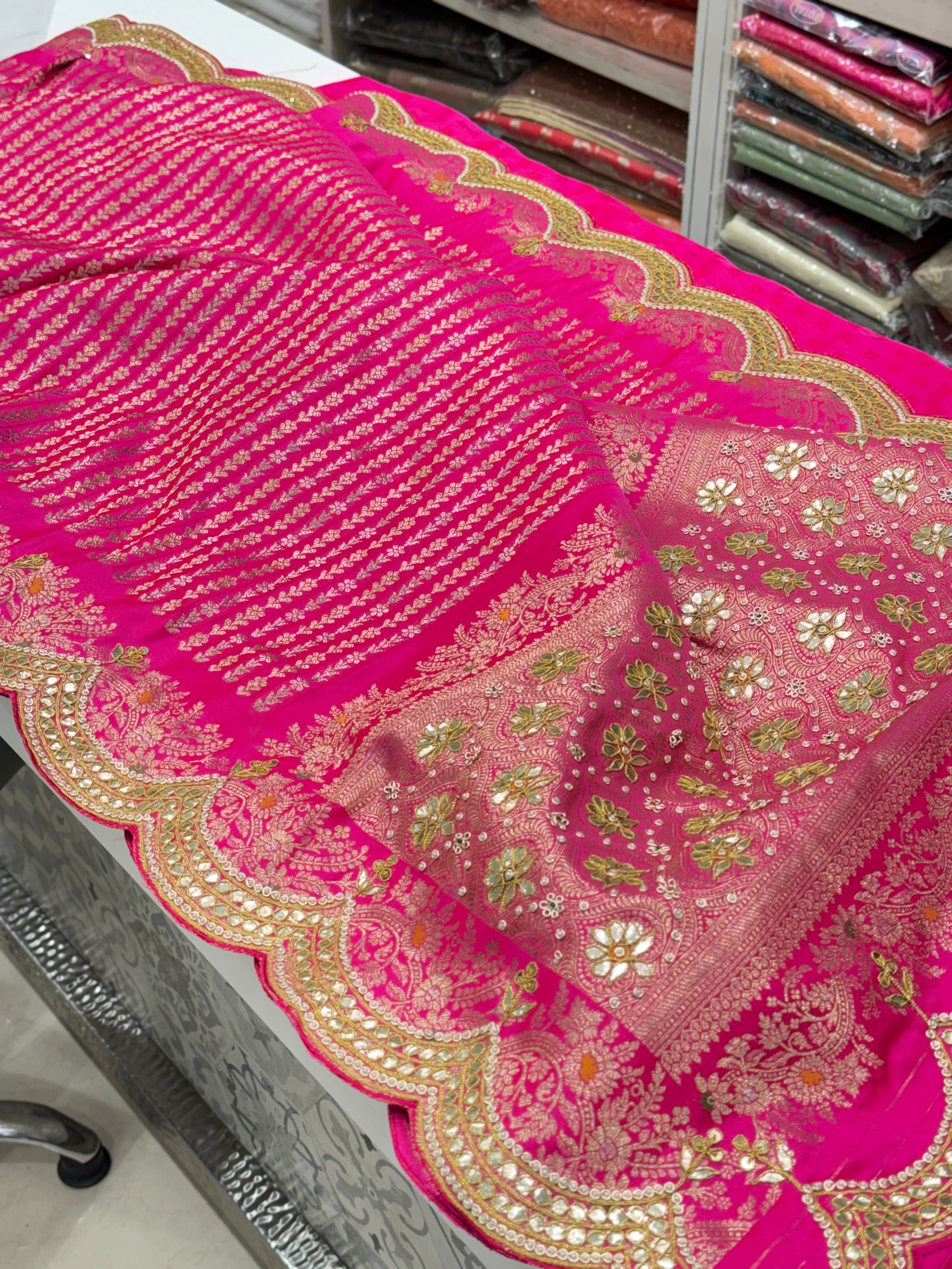 Rani Pink Banarasi Gotapatti Saree