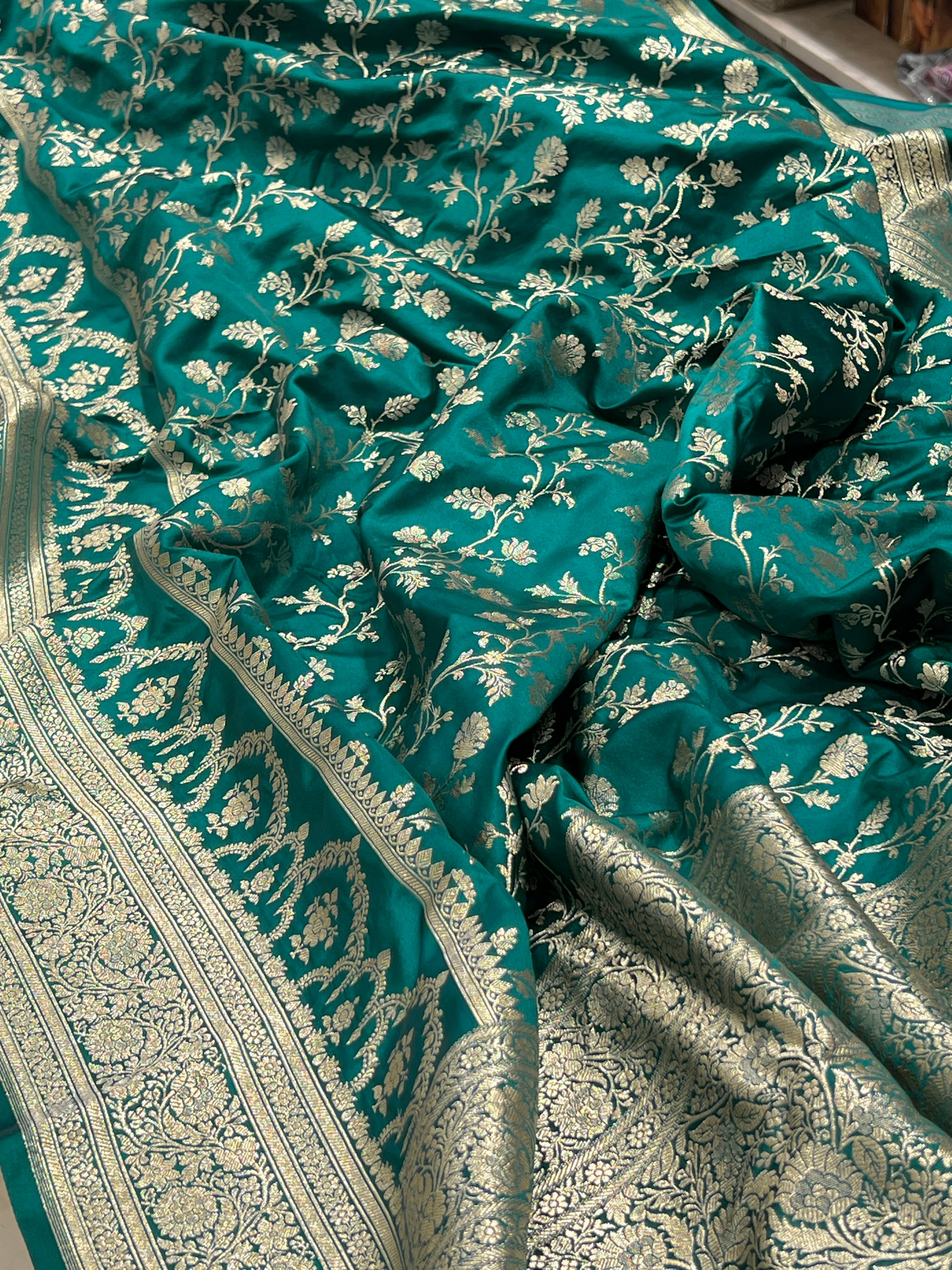 Warm Teal Green Banarasi Silk Saree