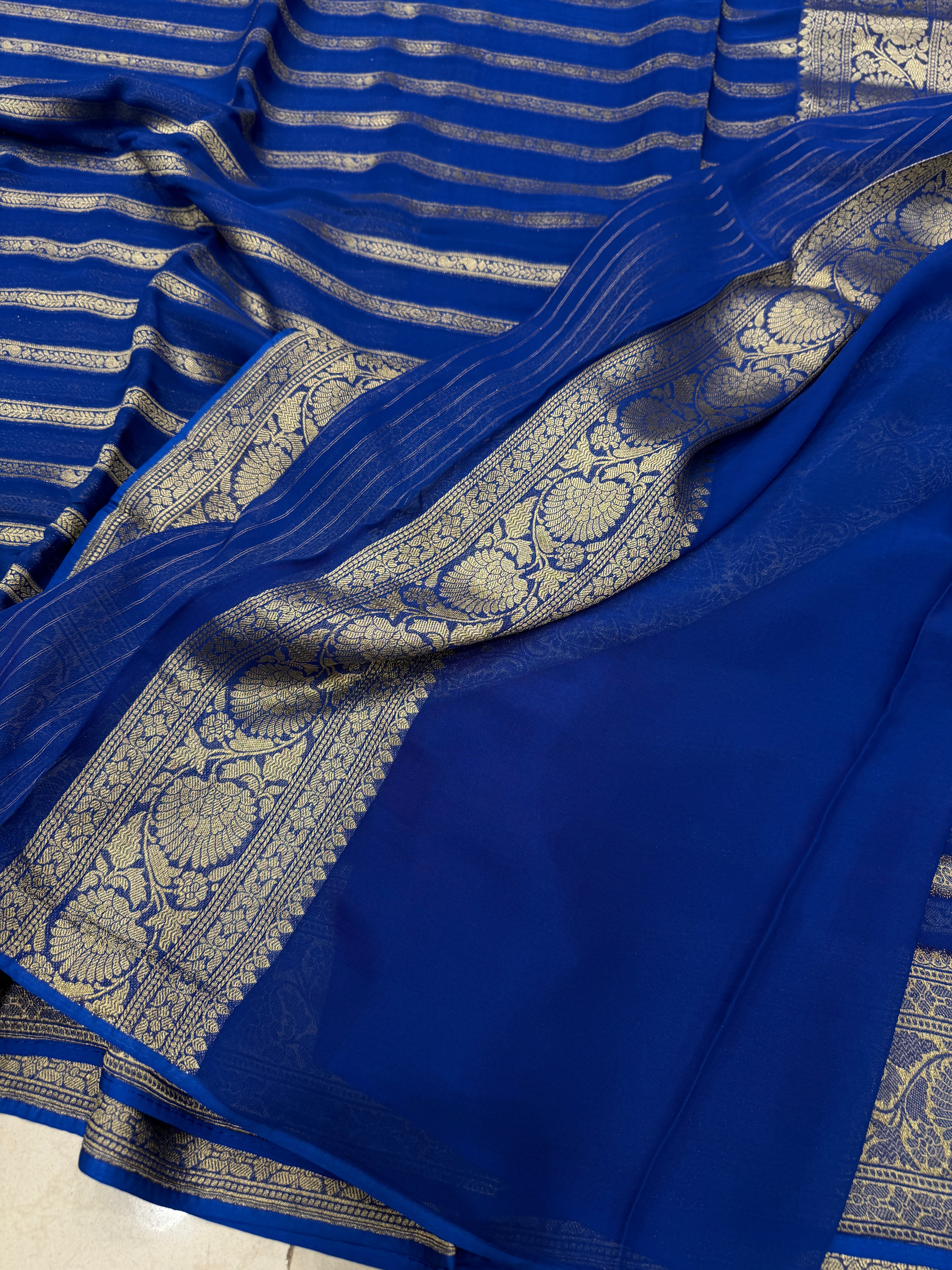 Royal Blue Contemporary Banarasi Khaddi Georgette Saree