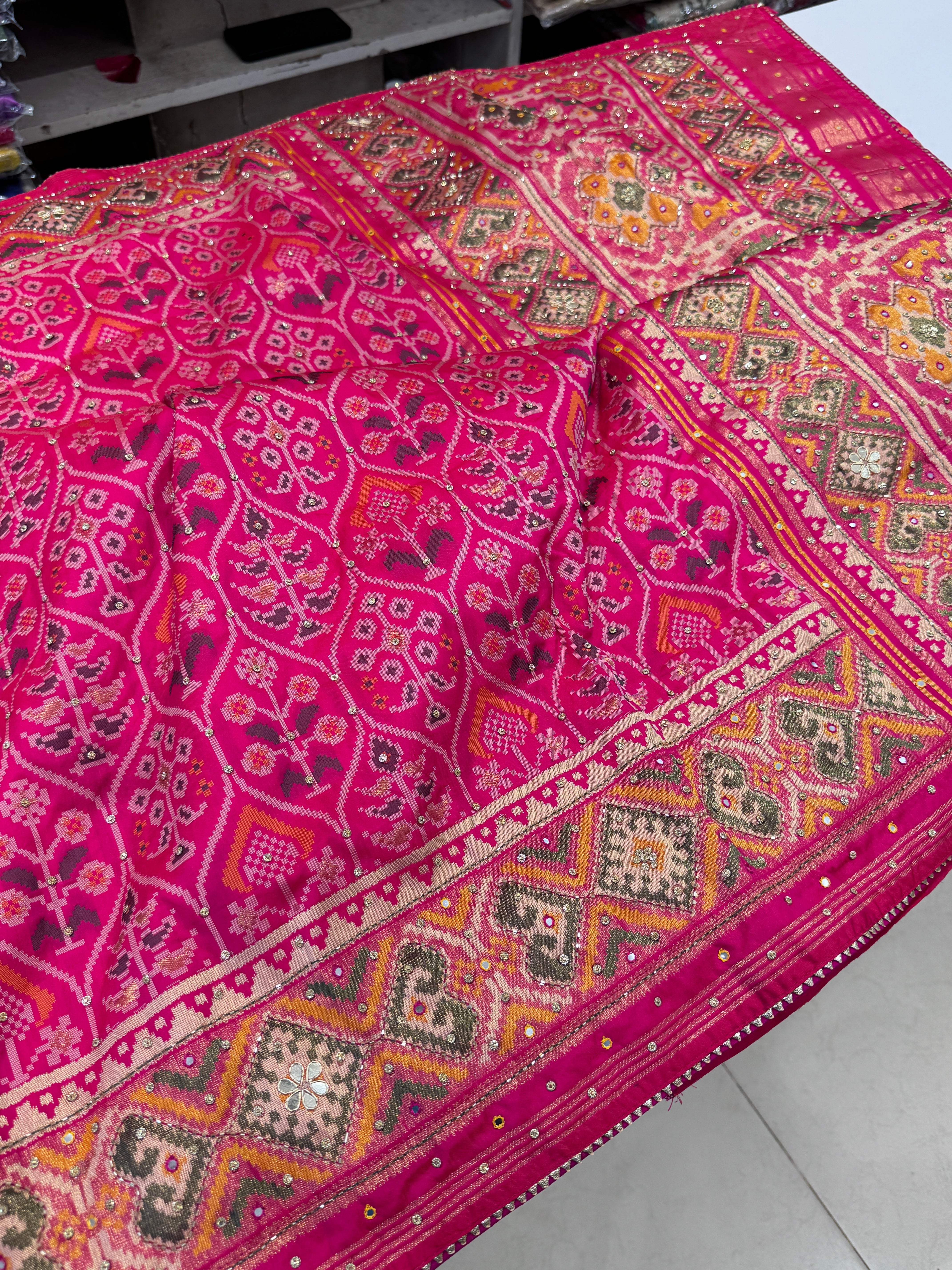 Rani Patola Kutchi Embroidery Saree
