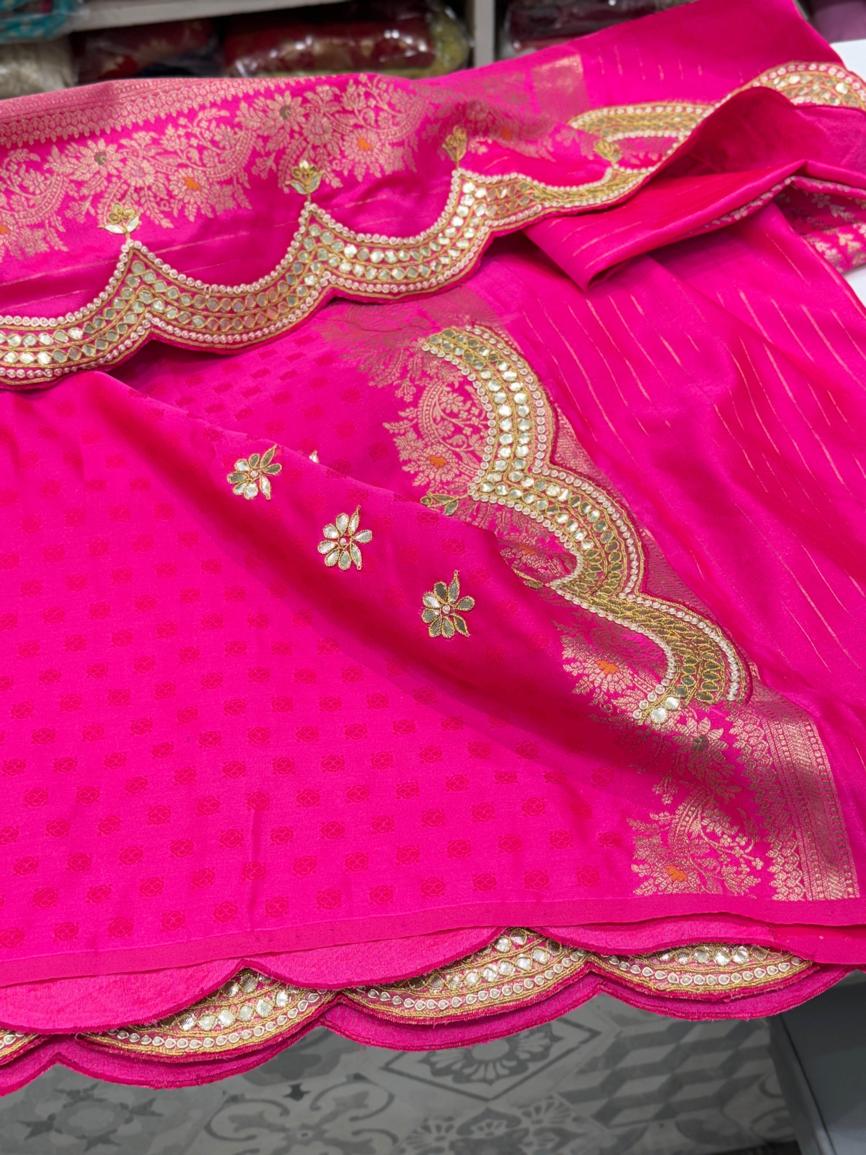 Rani Pink Banarasi Gotapatti Saree