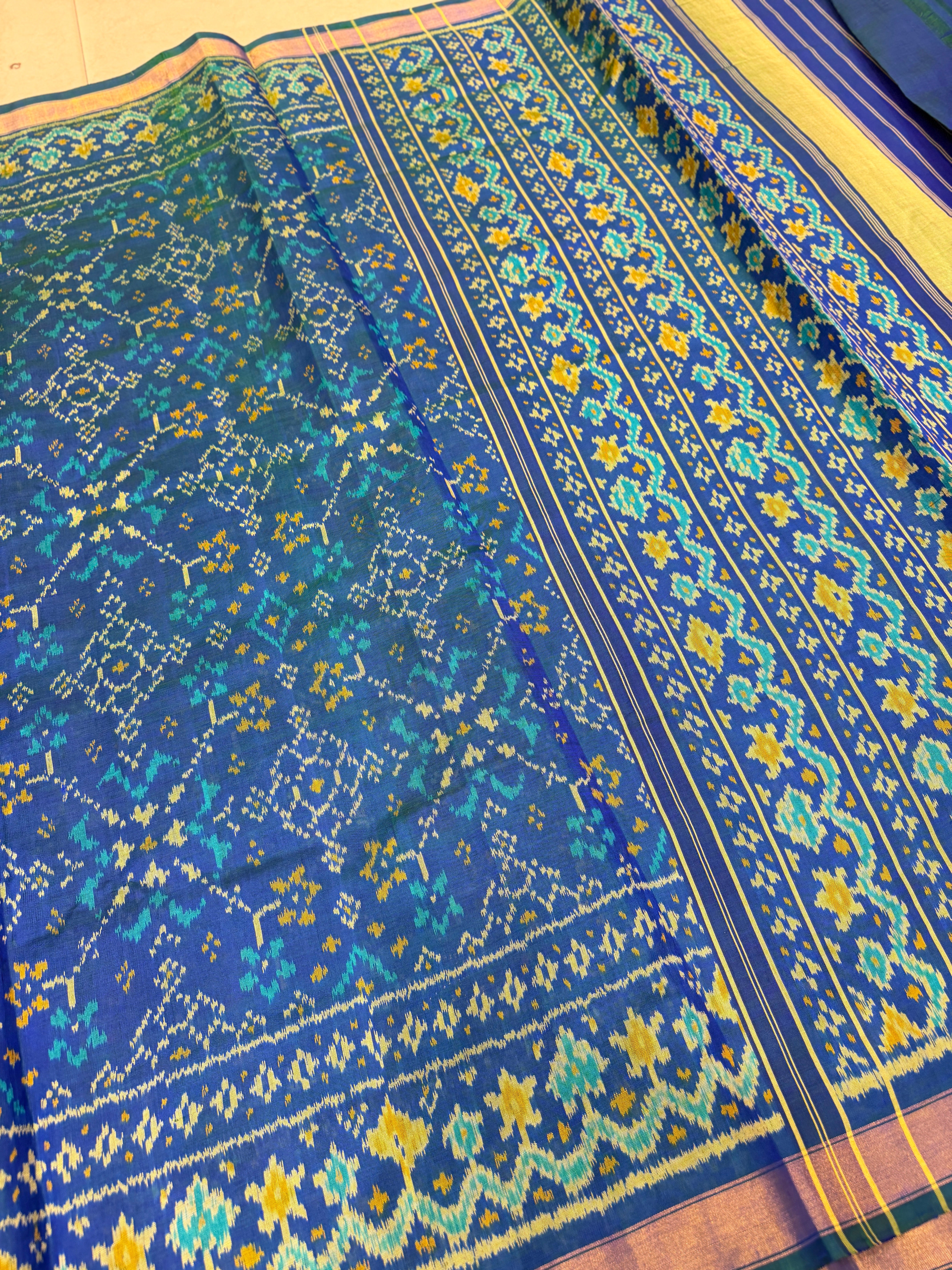 Blue Navratna Patan Patola Handloom Pure Silk Saree