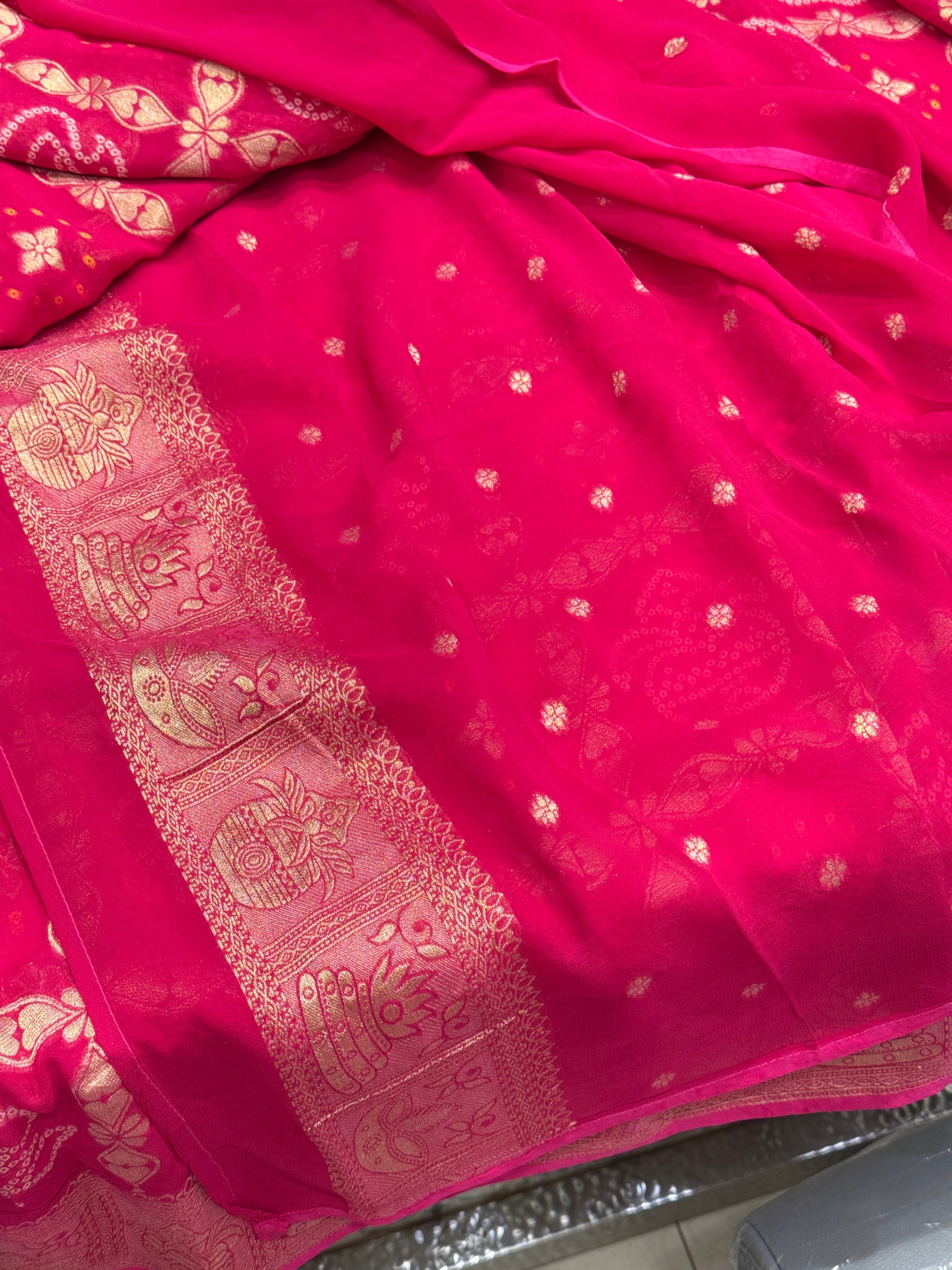 Rani Woven Bandhej Georgette Gharchola Saree 3.0