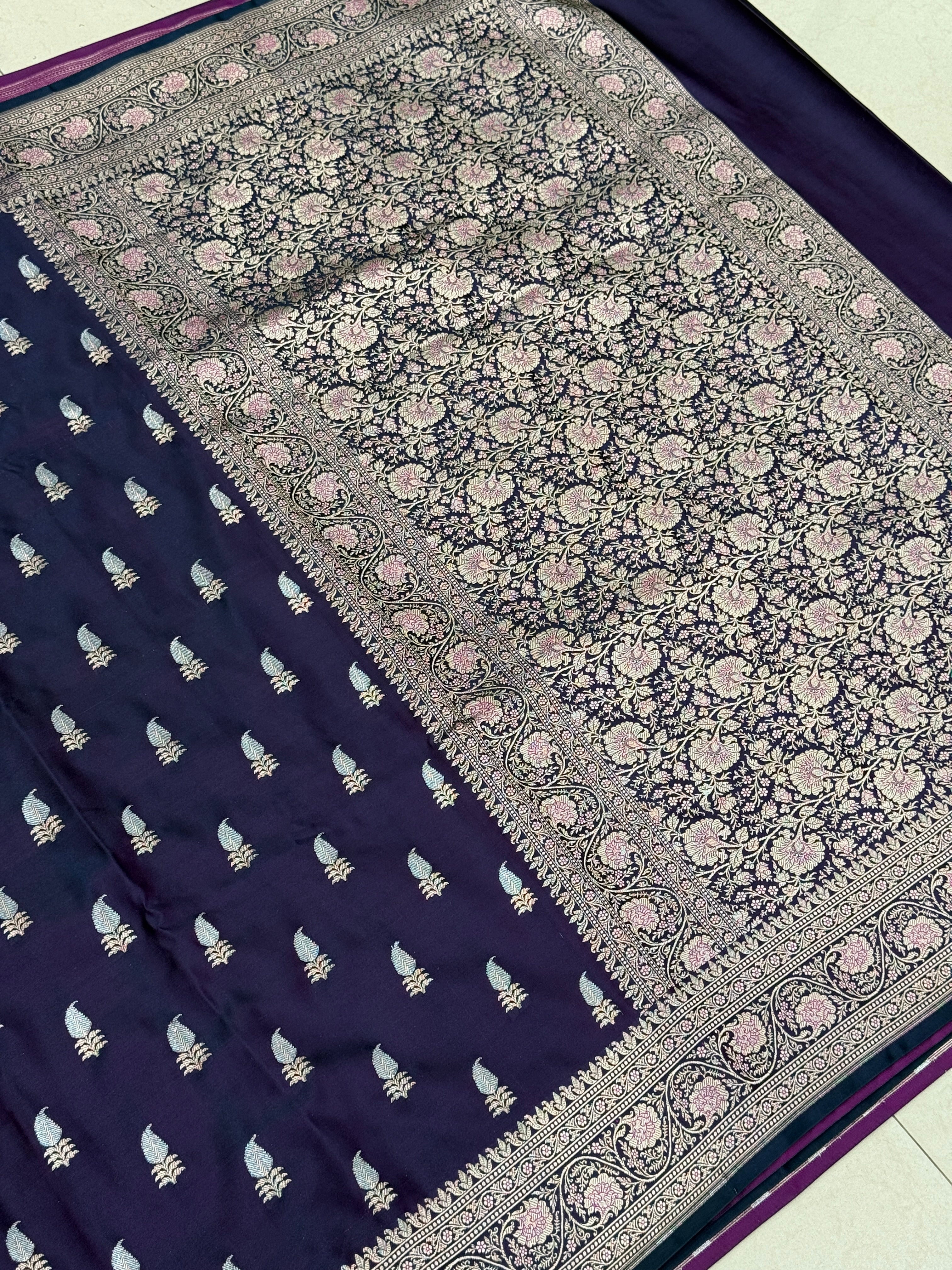 Purple Banarasi Silk Sona Roopa Buttis Saree