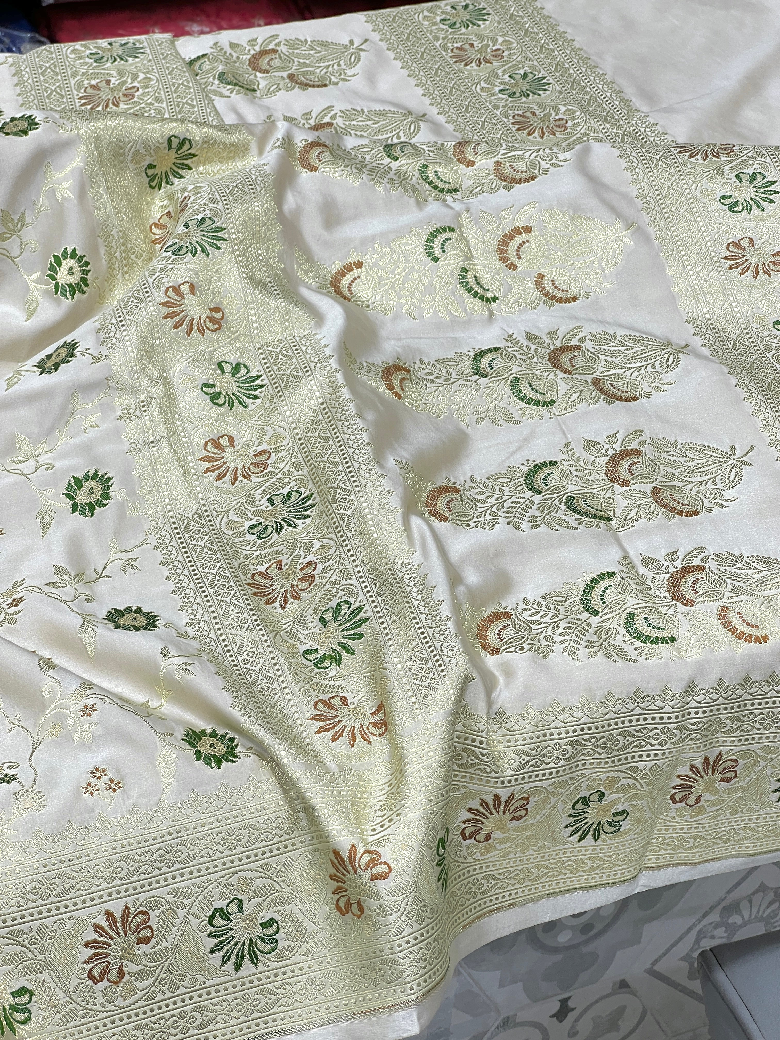 Off White Banarasi Meenkari Jaal Saree