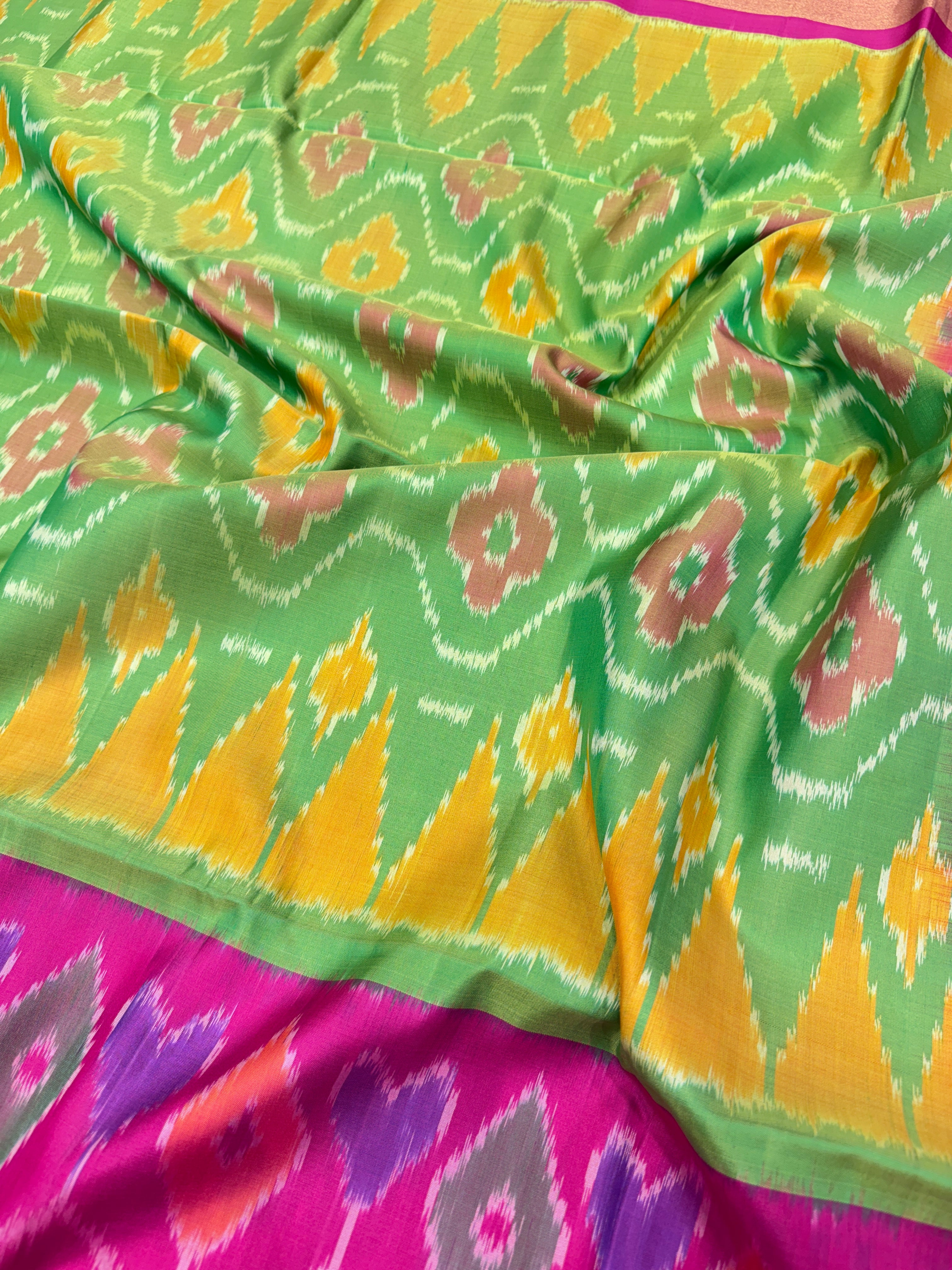 Mint Green Pochampally Ikat Patola Saree