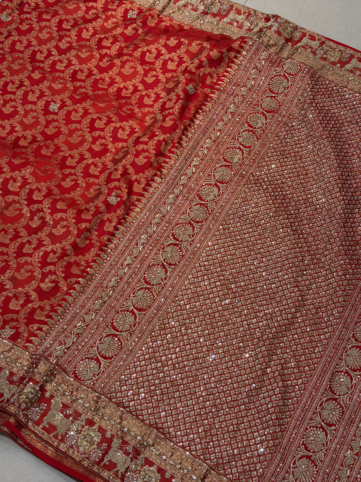 Red Kanjivaram Doli Edit Zardosi Hand Embroidery Saree